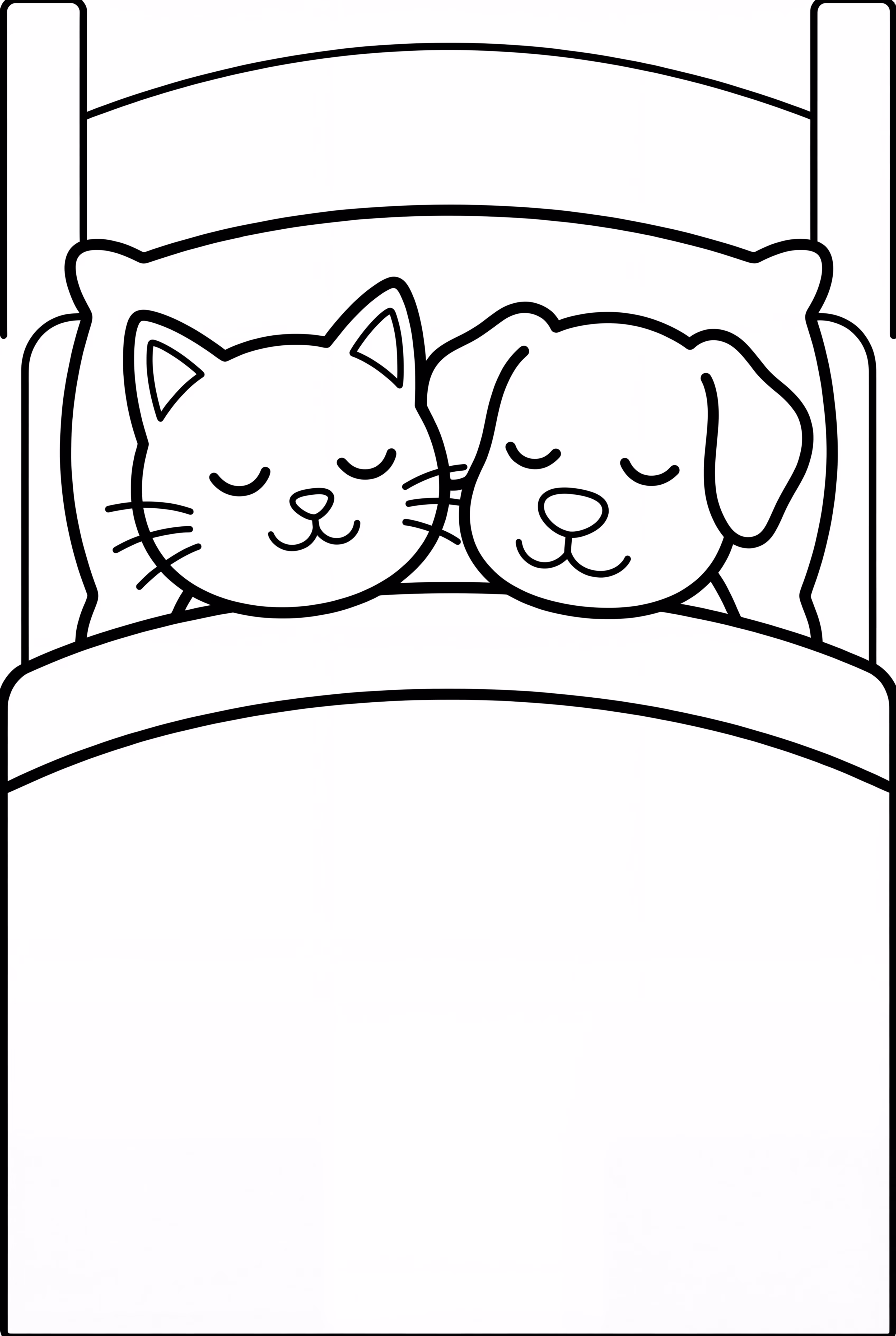 Cozy Friends Sleeping In A Bed