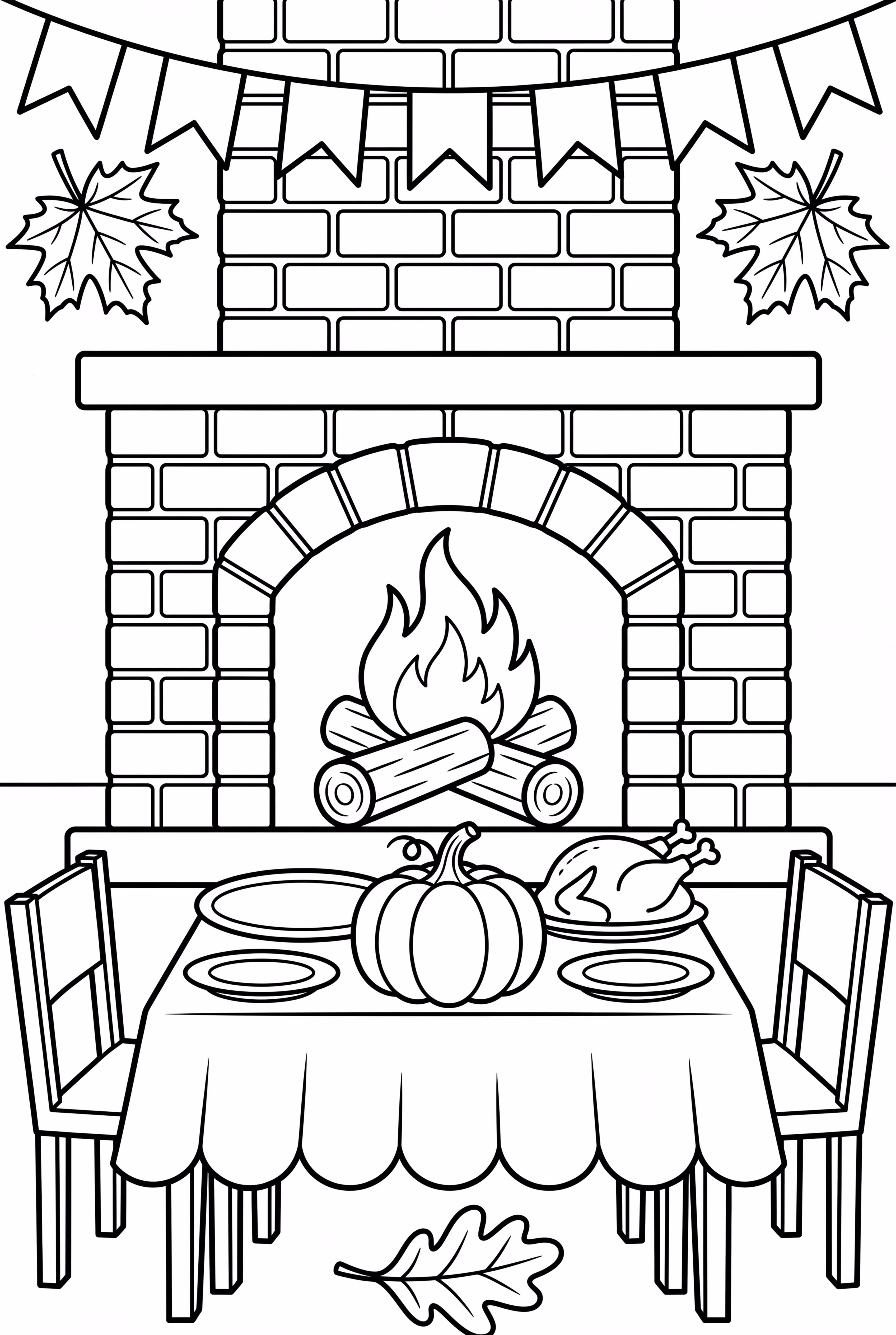 Cozy Thanksgiving Fireplace Scene