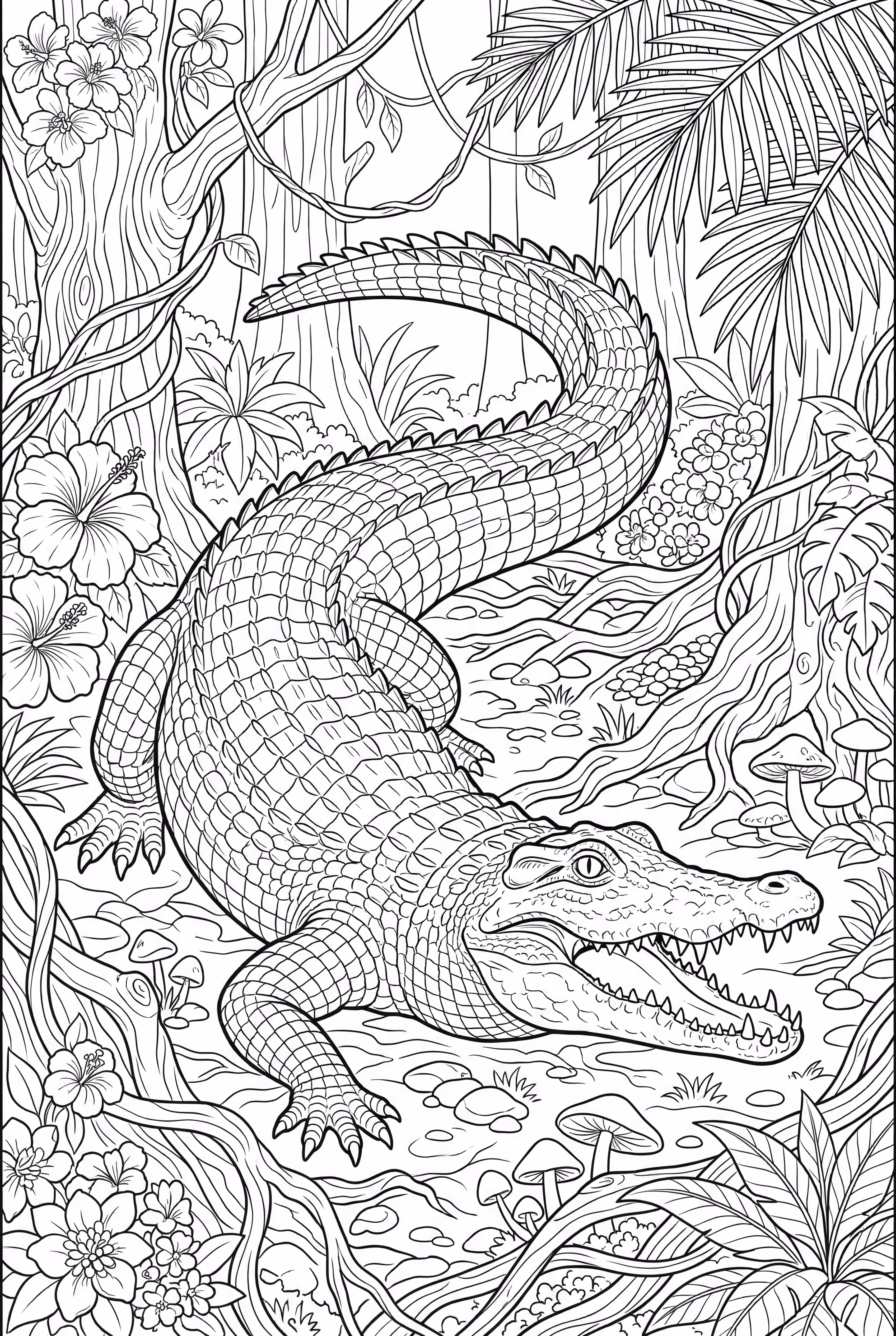 Crocodile explorant la jungle