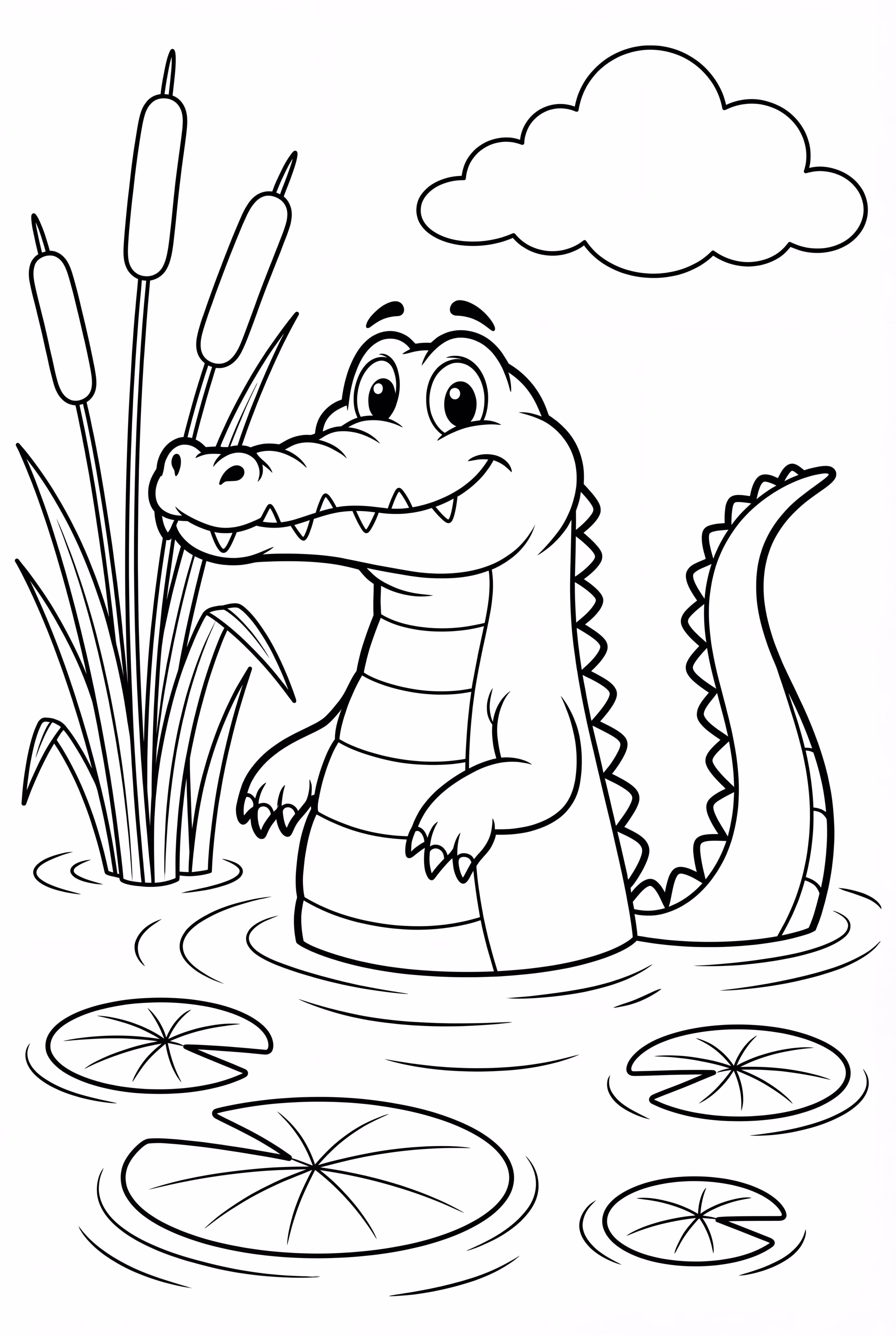 Crocodile Navigating Through Swampy Waters