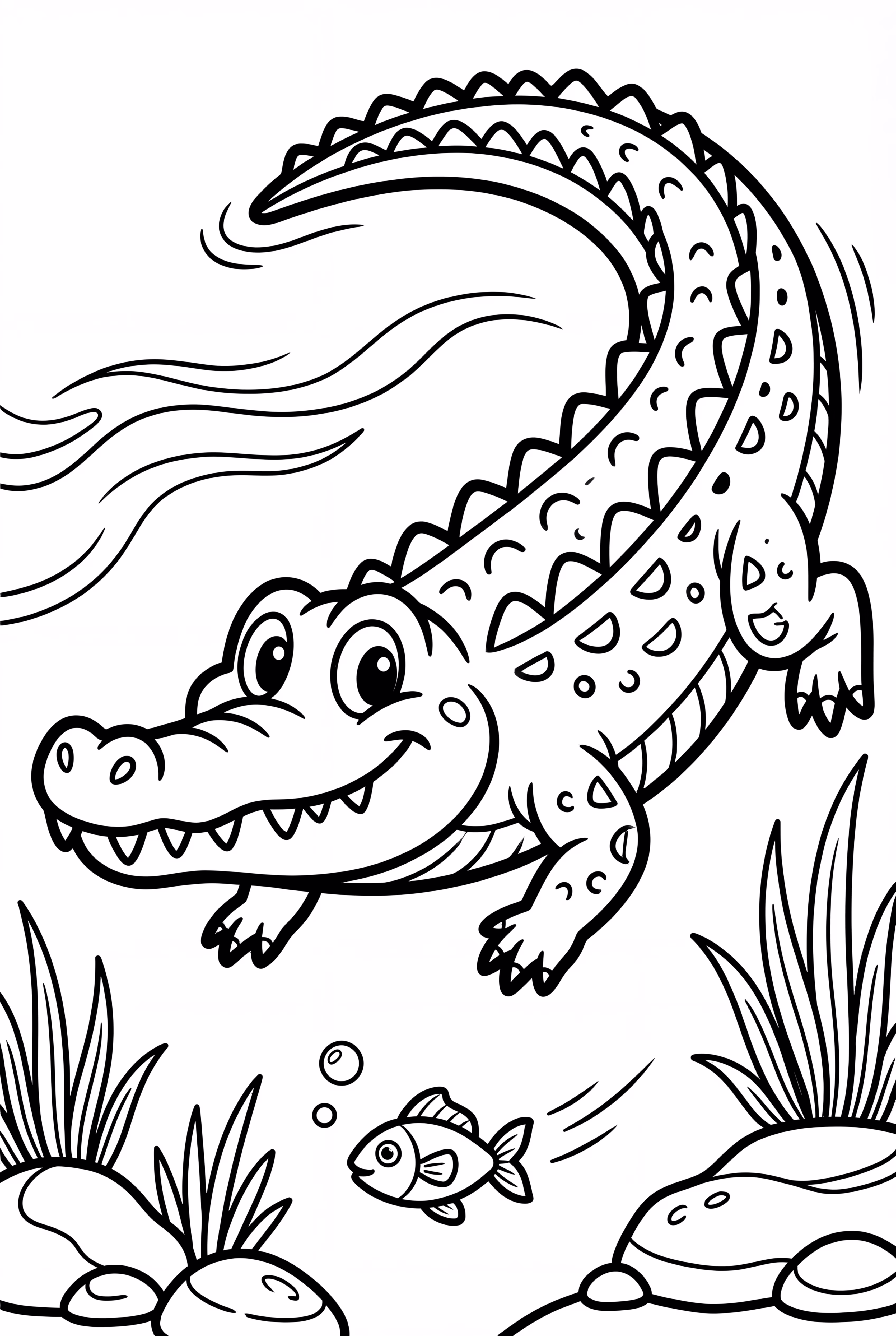 Crocodile Swimming Underwater