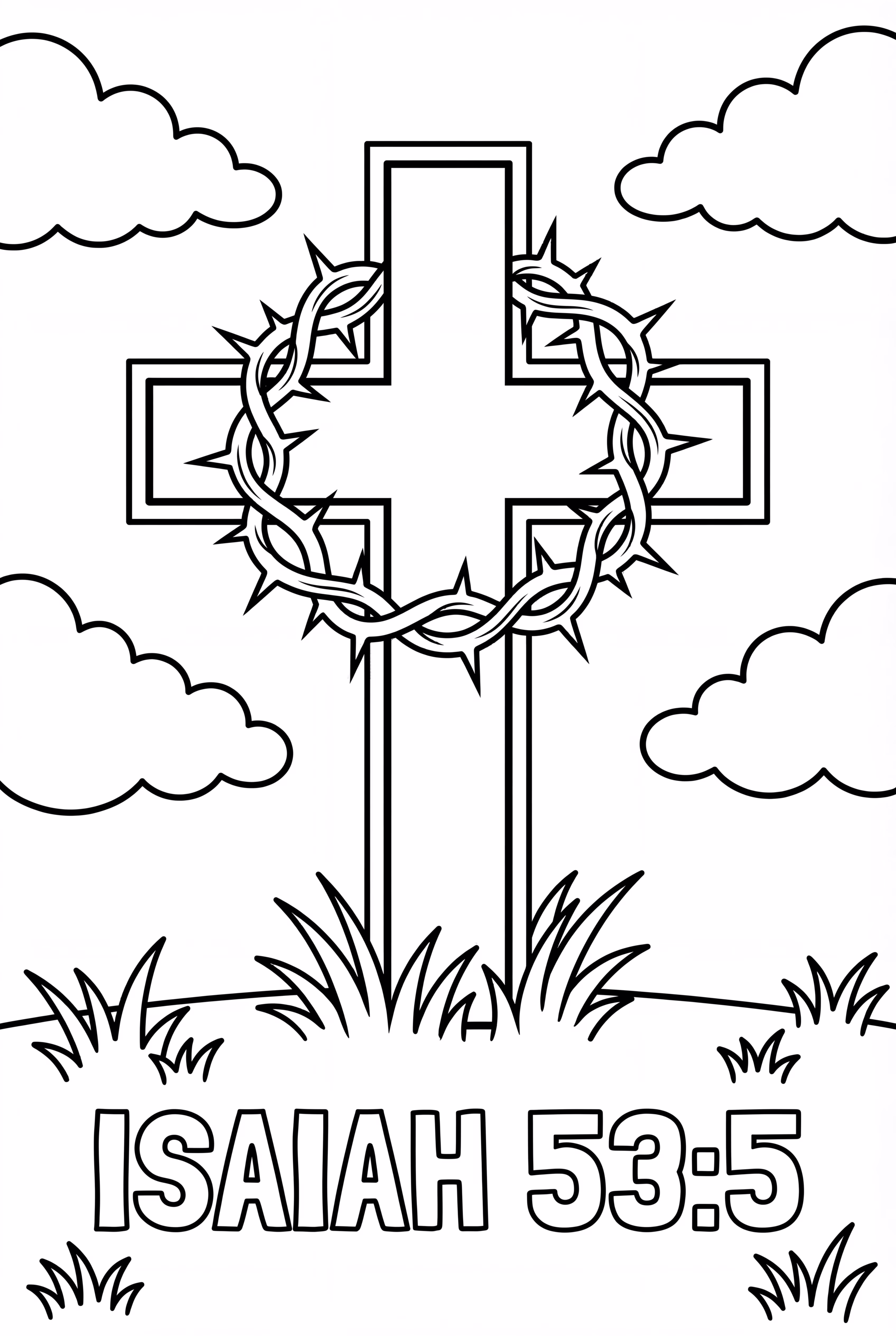 Cross With Crown Of Thorns And Isaiah 53 5