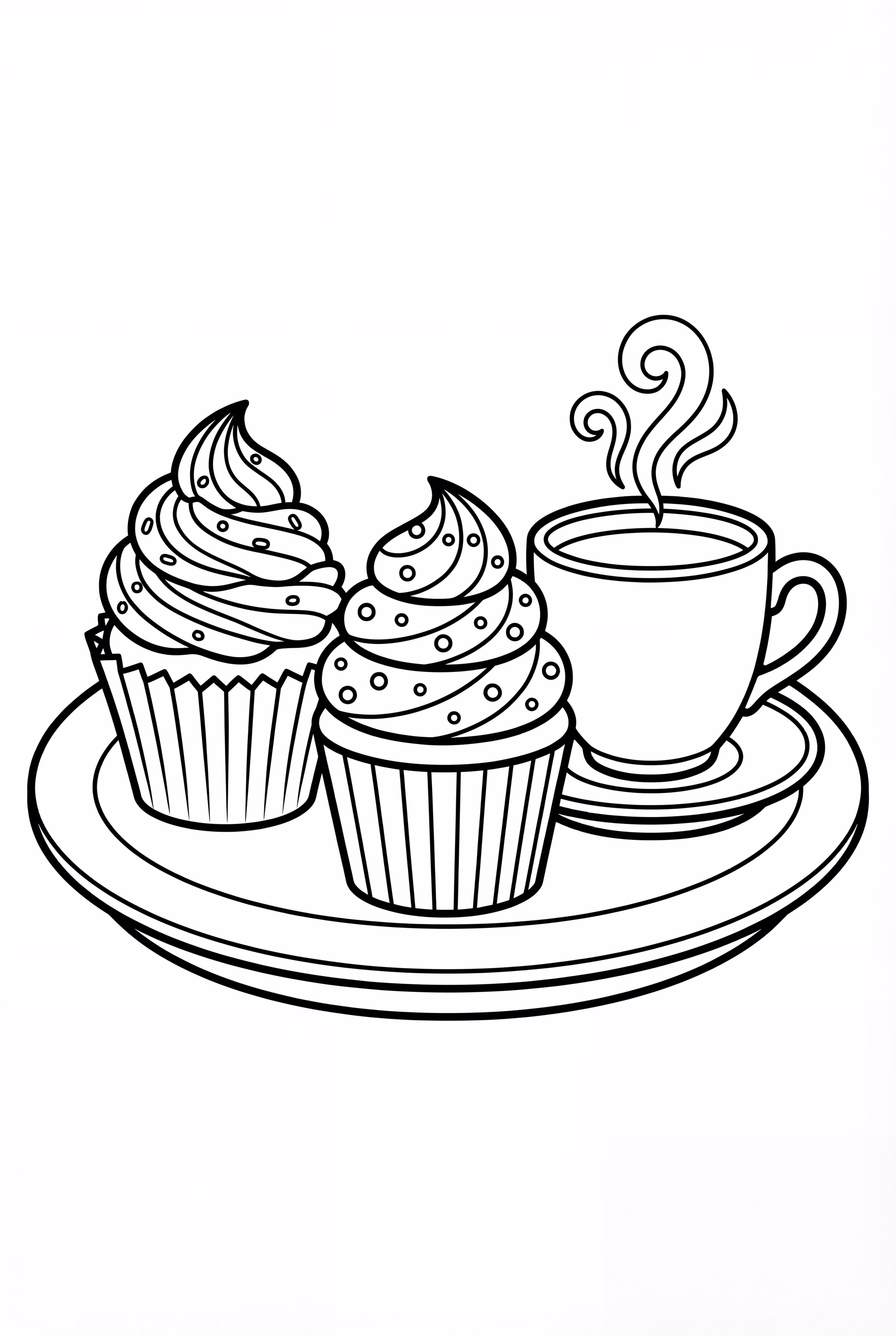 Cupcakes on a café table with coffee