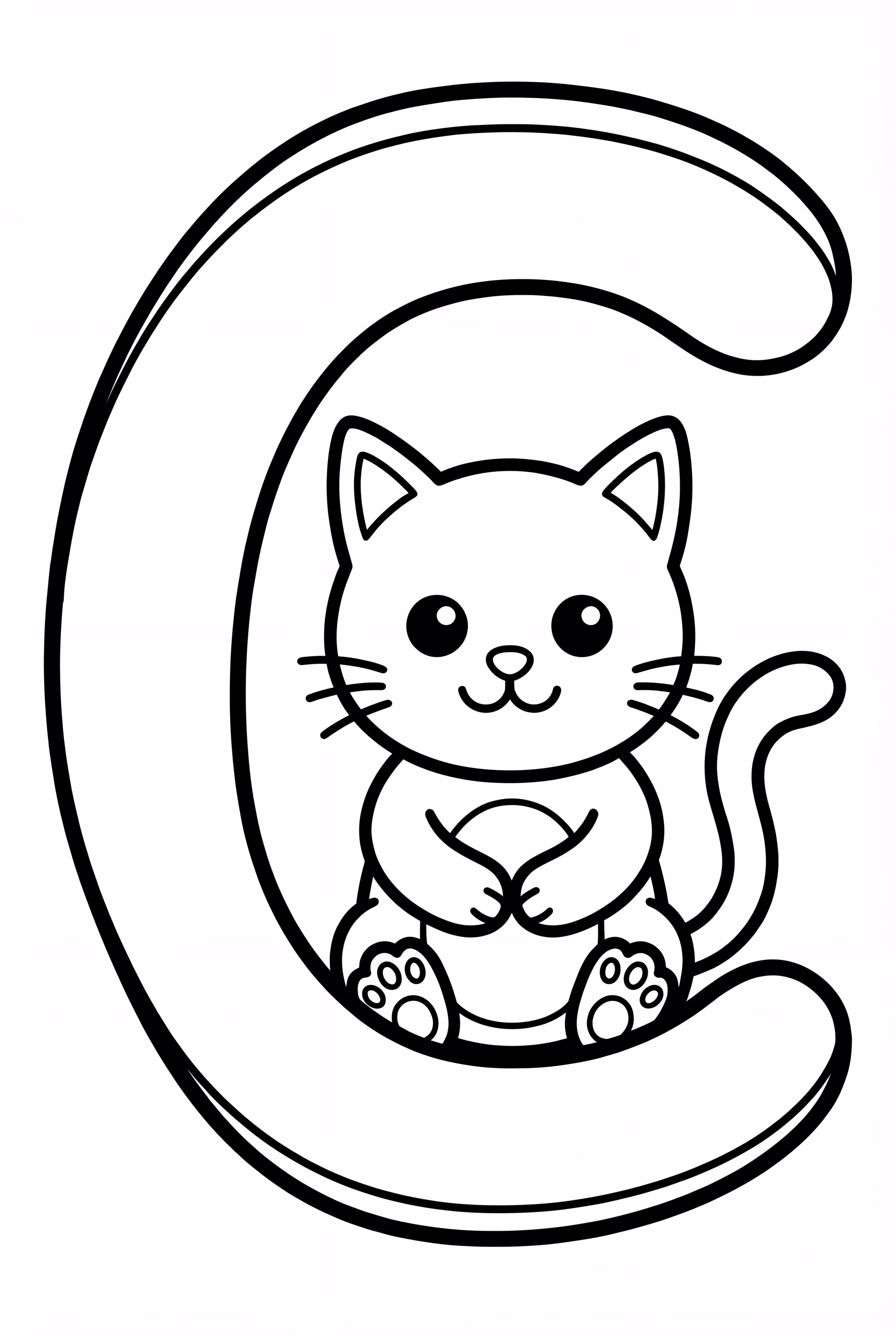 Cute Alphabet Letter C With A Cat