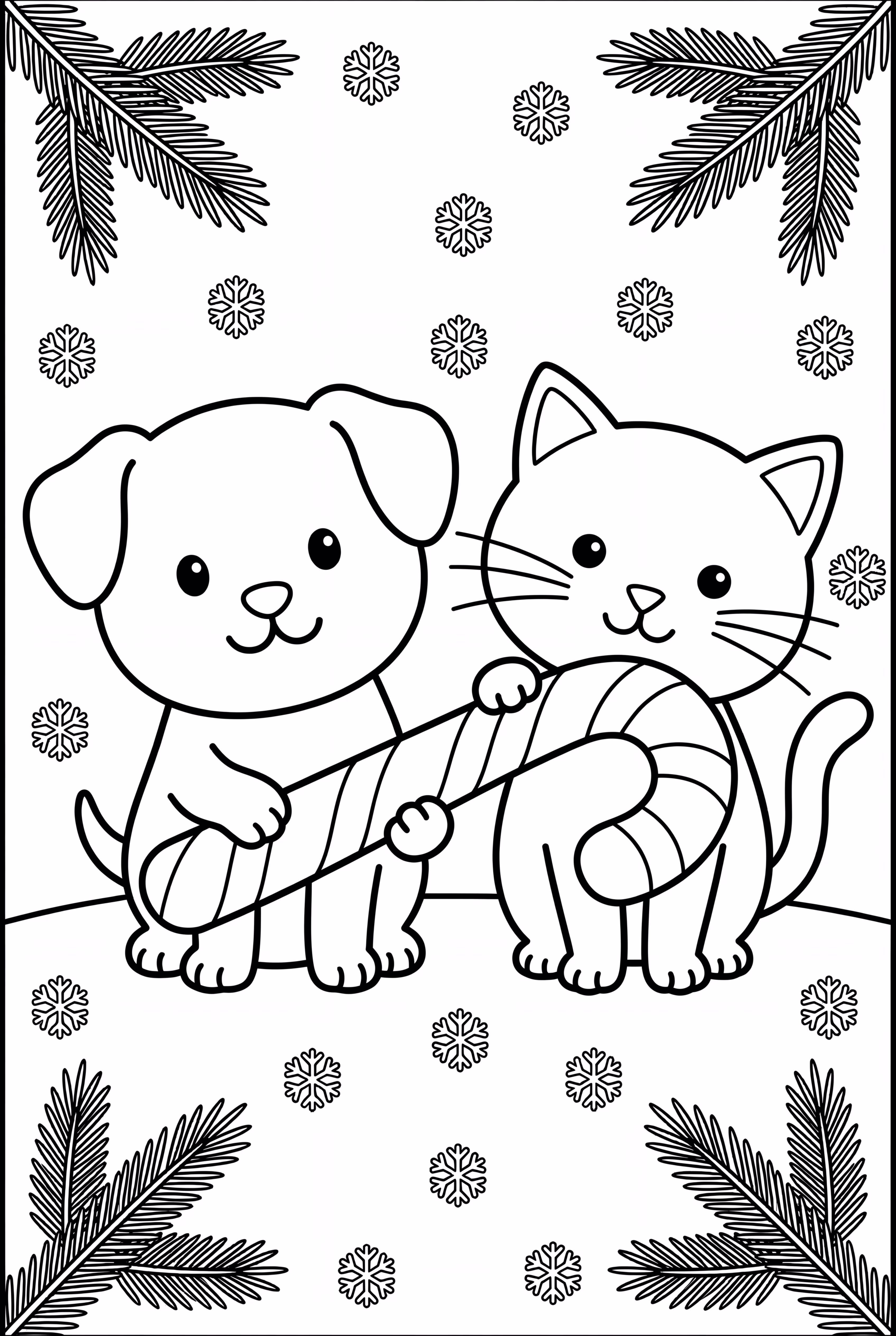 Cute Animals Sharing A Candy Cane