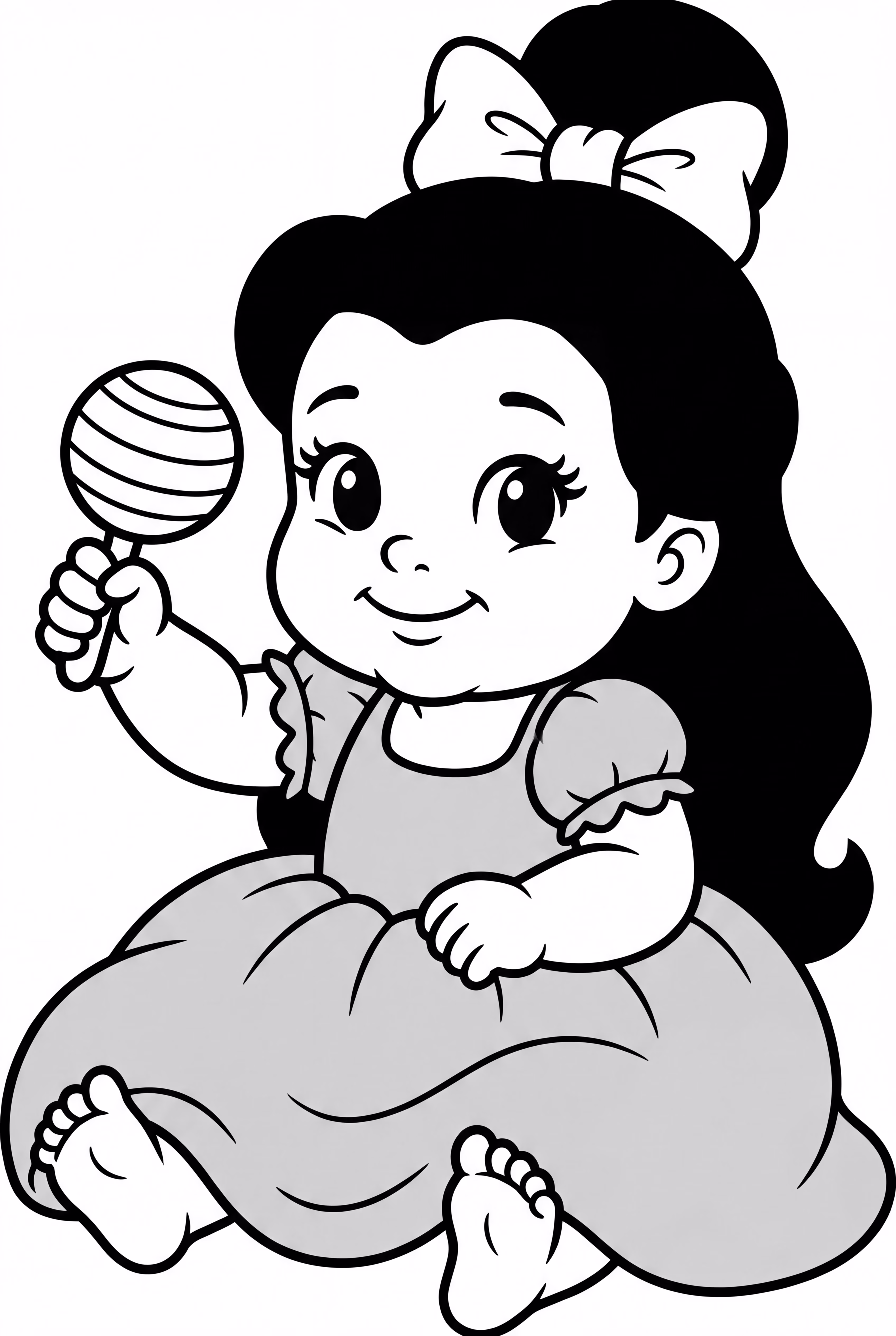 可爱的小贝儿抱着拨浪鼓