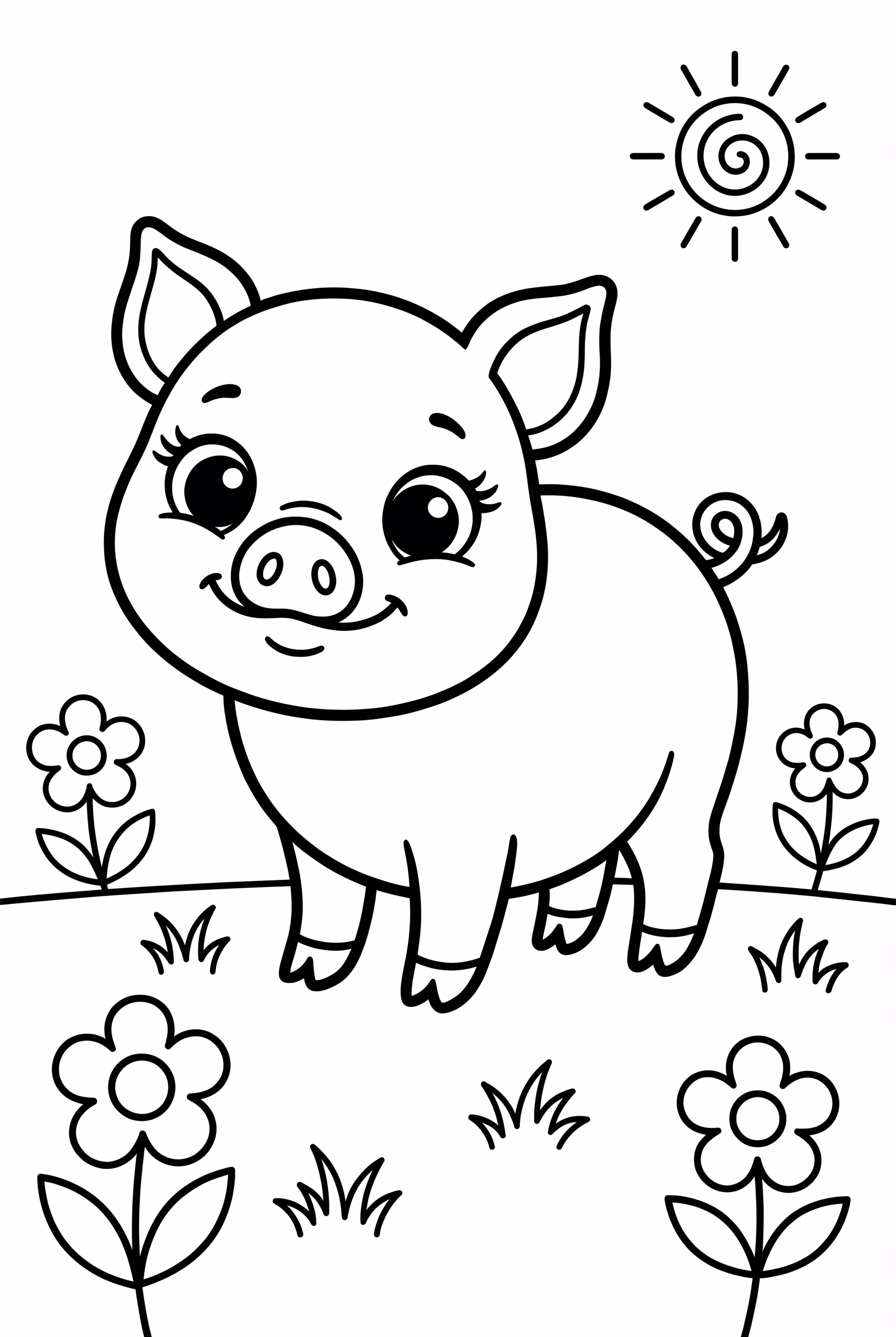 可爱的小猪在花园里