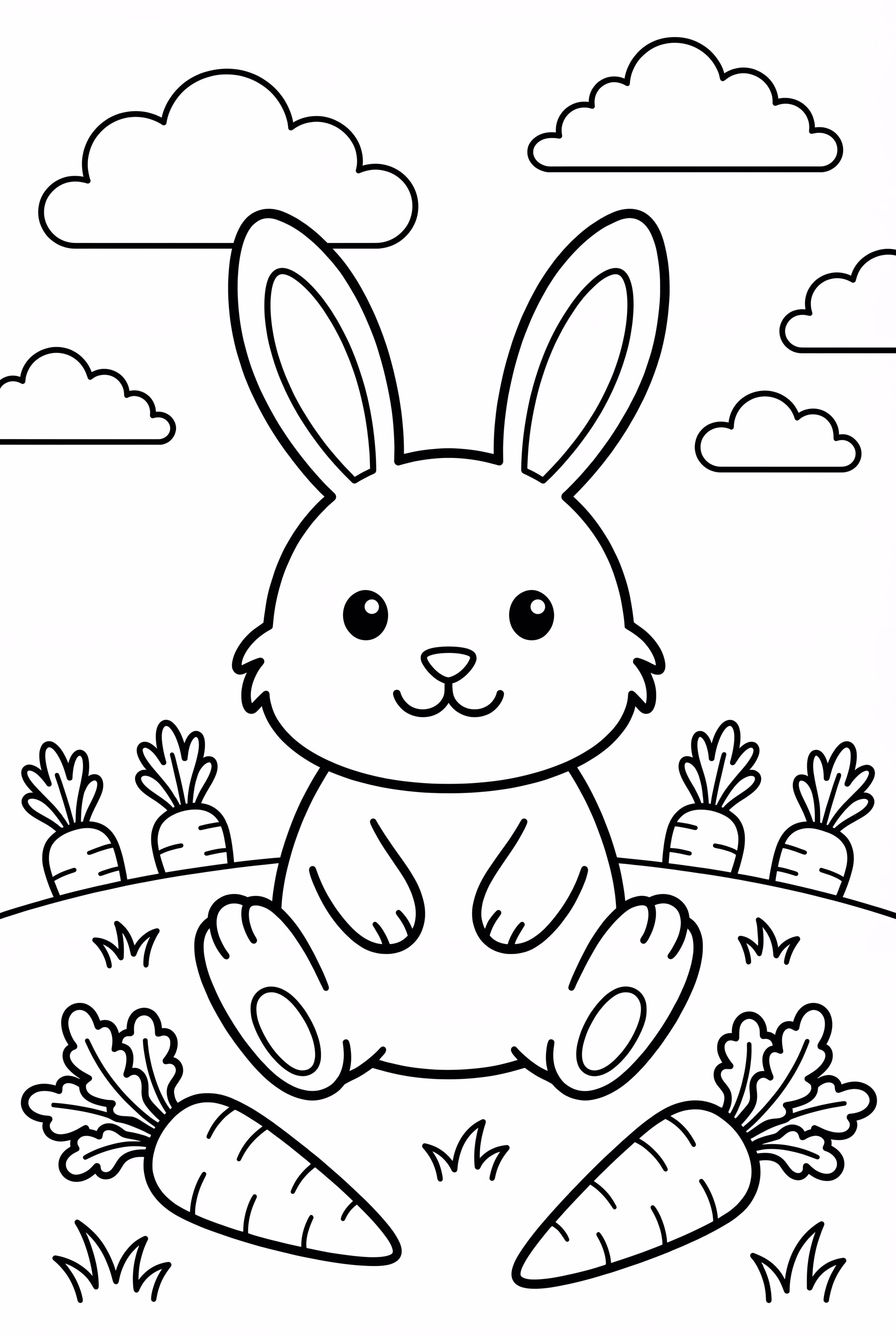 Coelhinho Fofo Em Um Campo De Cenouras