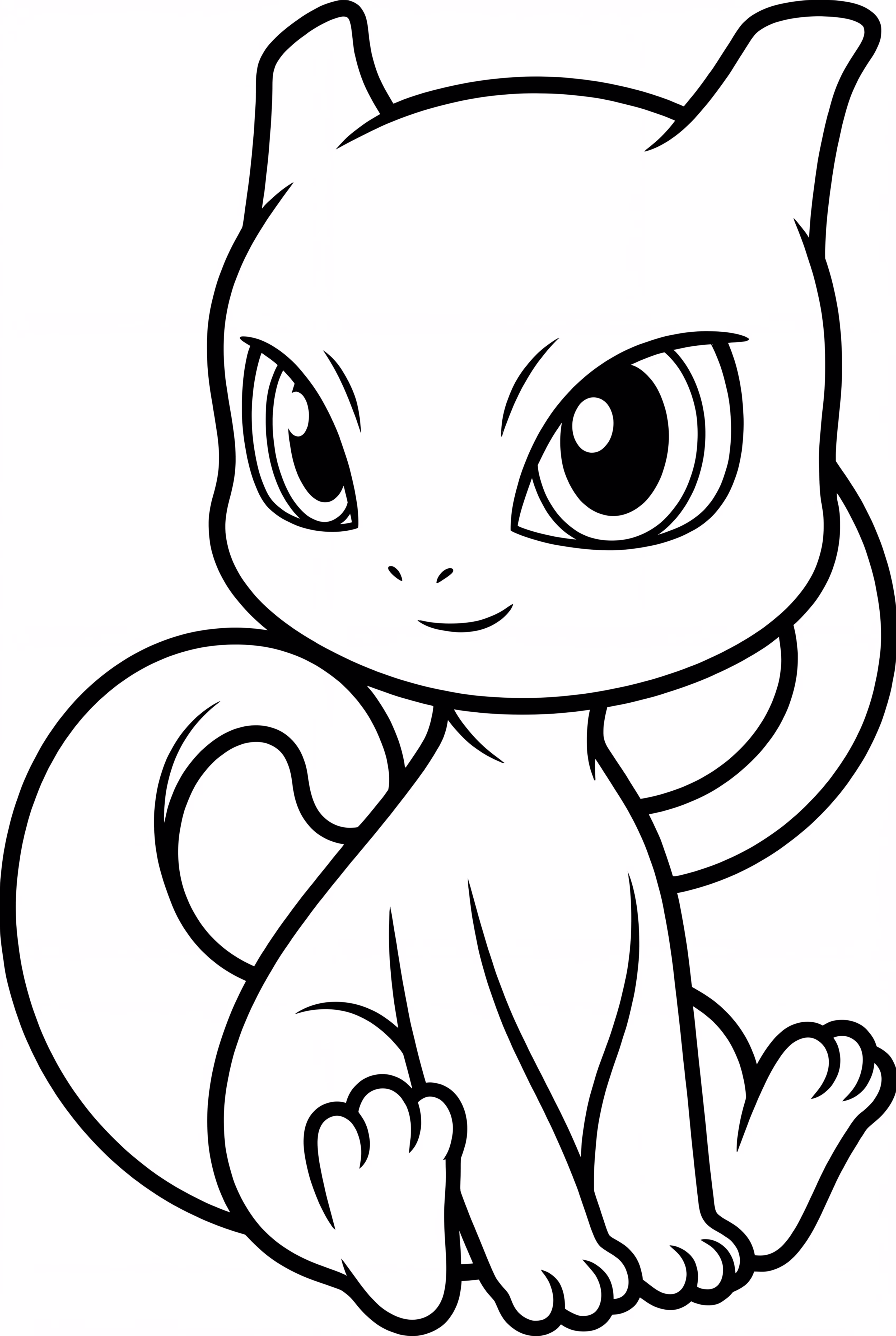Cute Chibi Mewtwo Sitting Down And Smiling