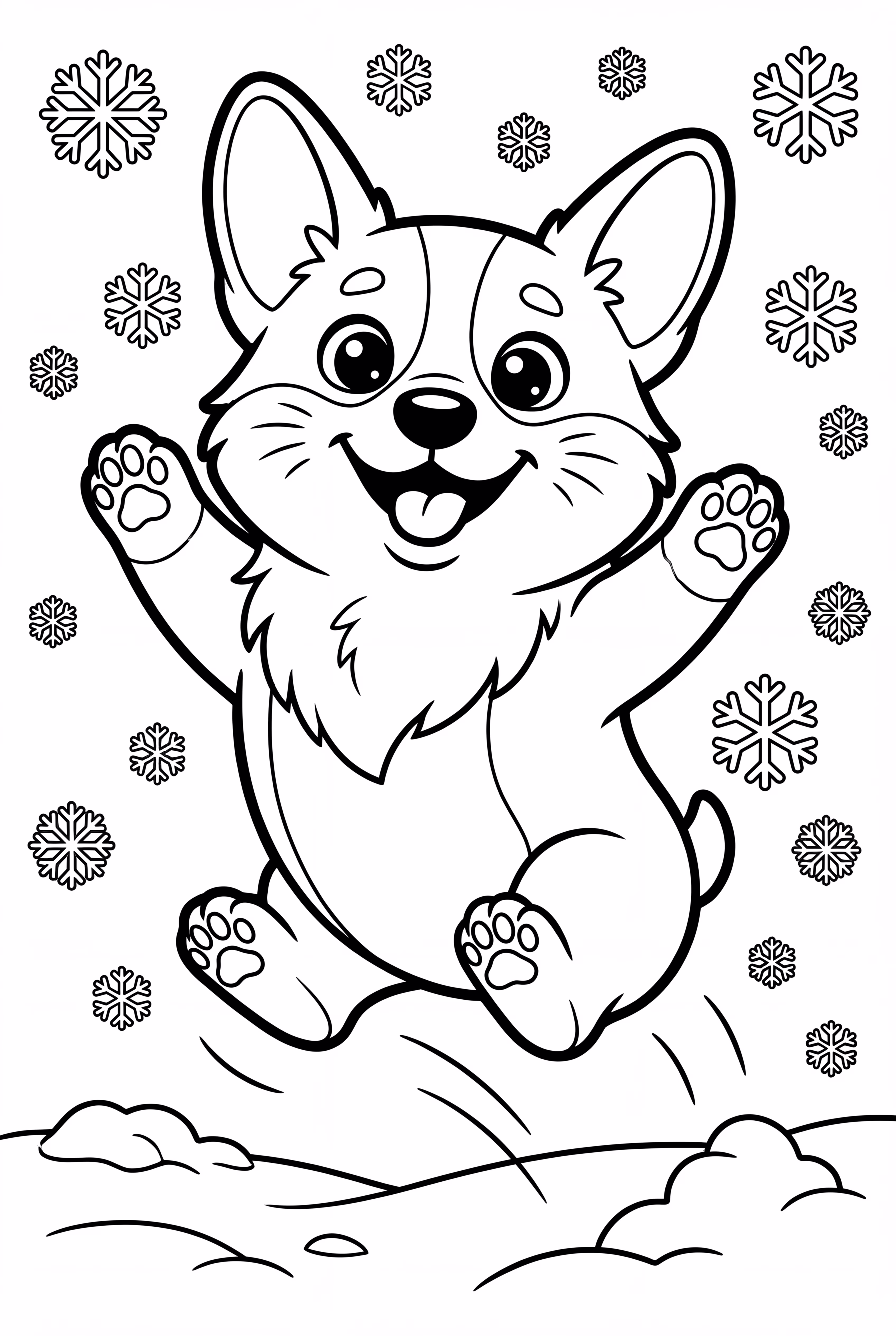 귀여운 코기 눈놀이