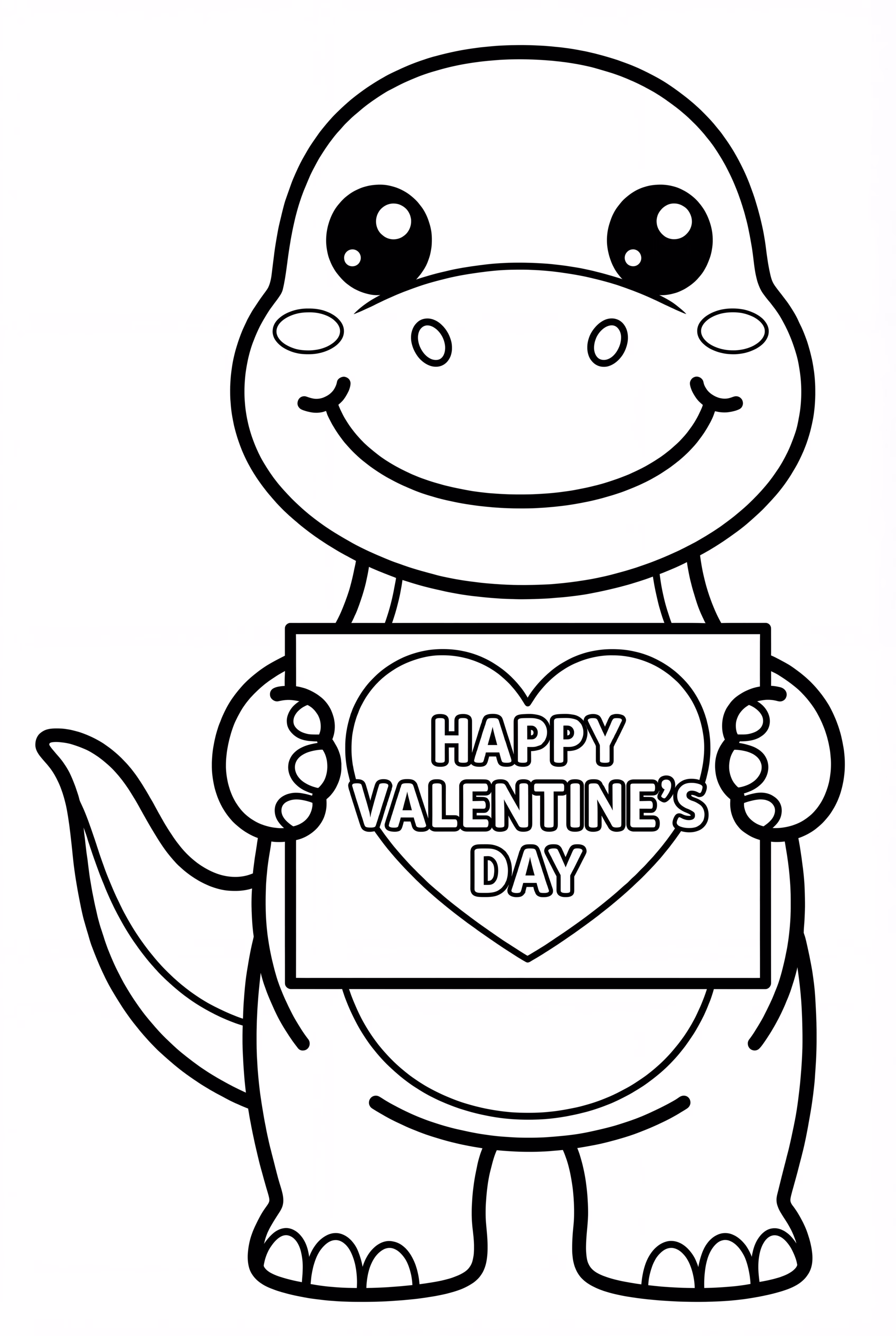 Cute Dinosaur Holding Valentine Card