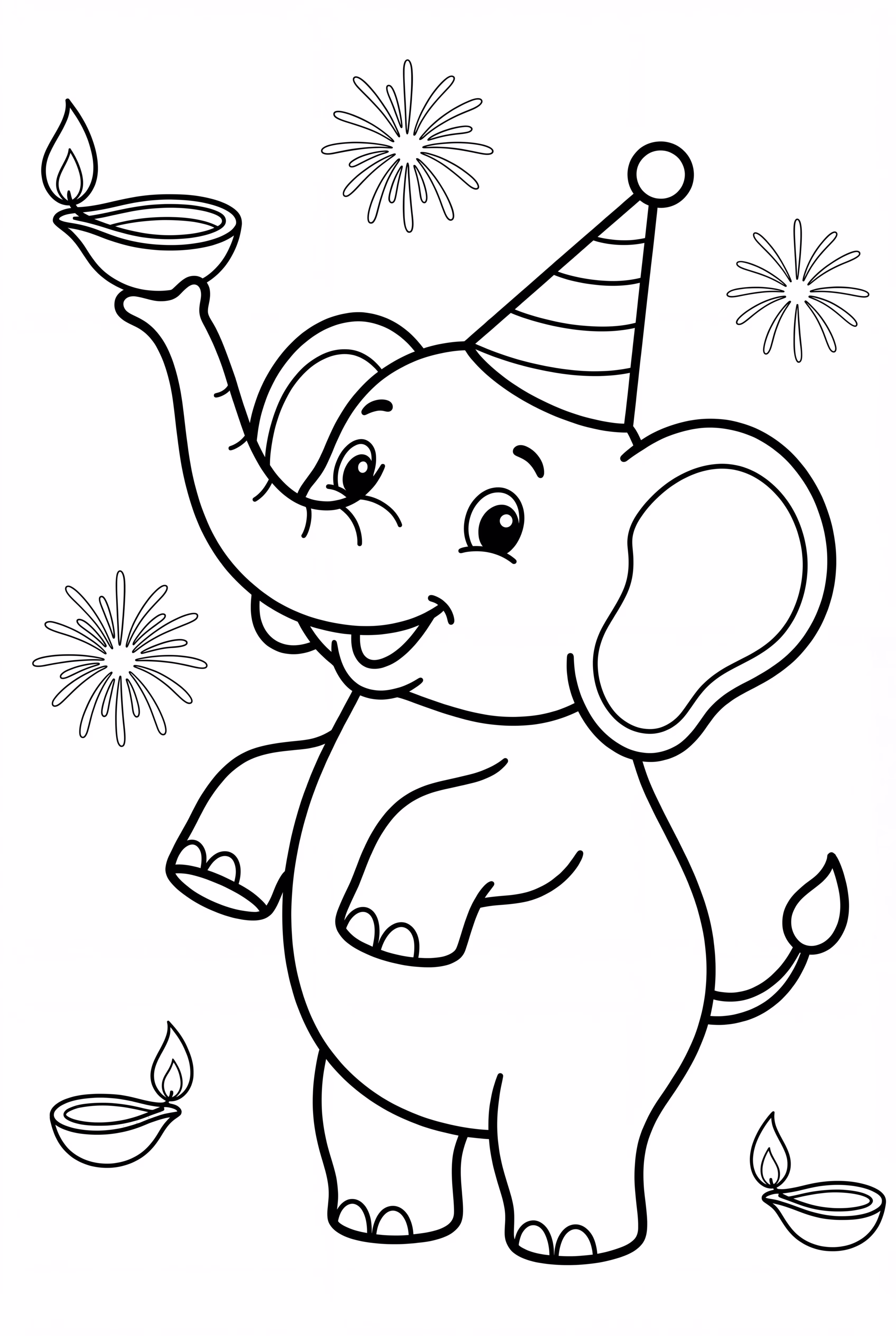 Cute Elephant Celebrating Diwali