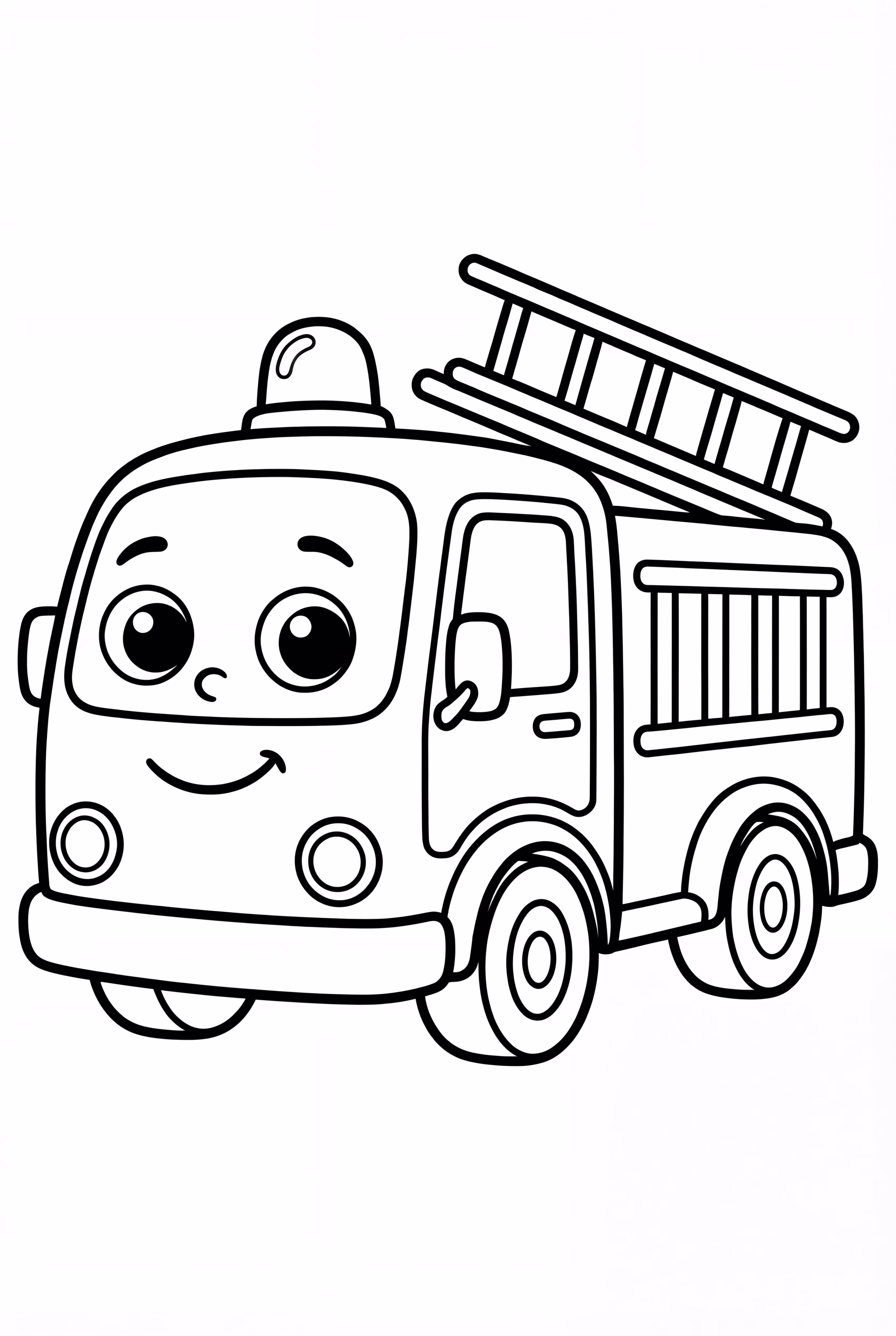 Cute Fire Truck with Big Eyes