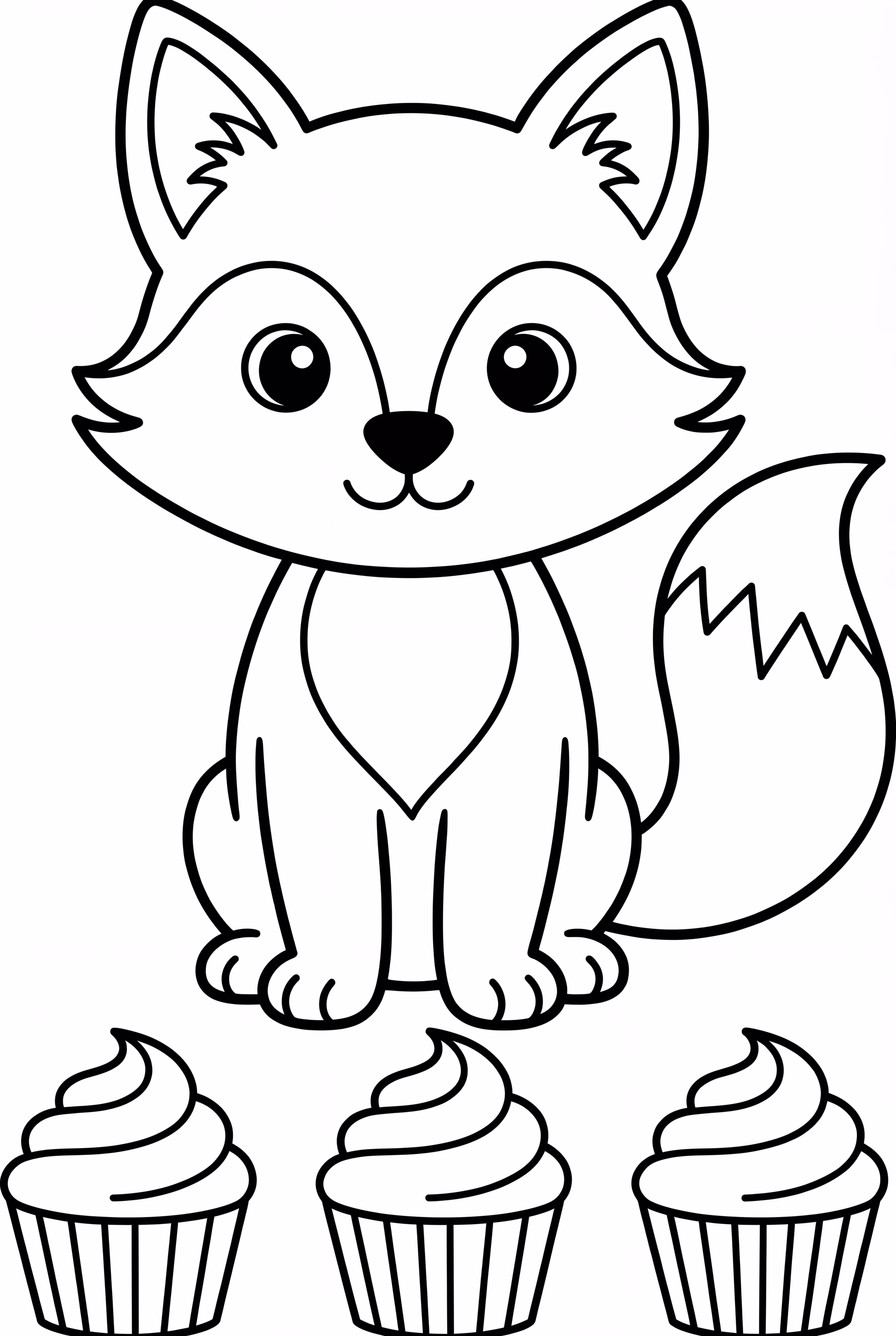 Cute Fox with Cupcakes