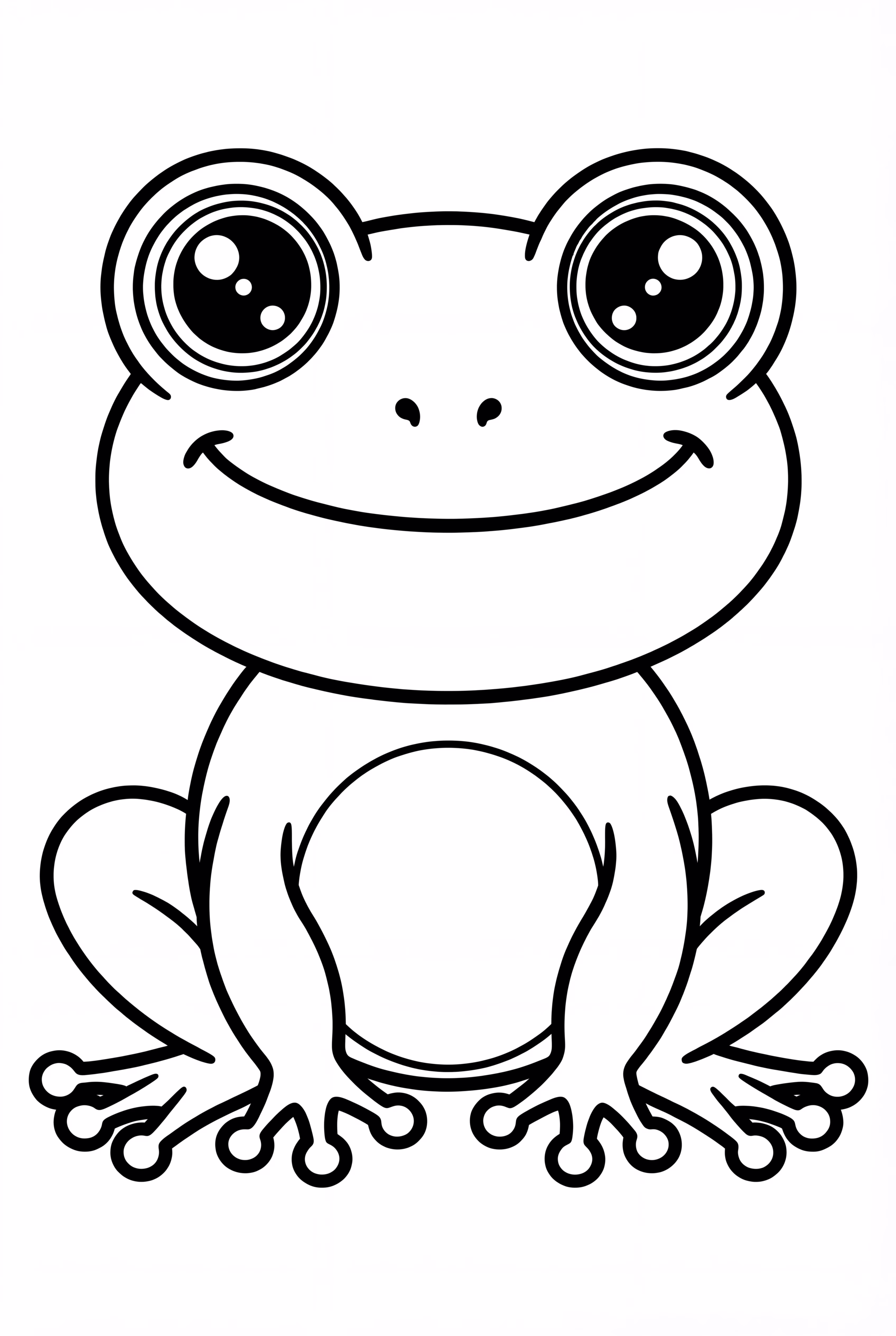 귀여운 카와이 개구리와 큰 눈