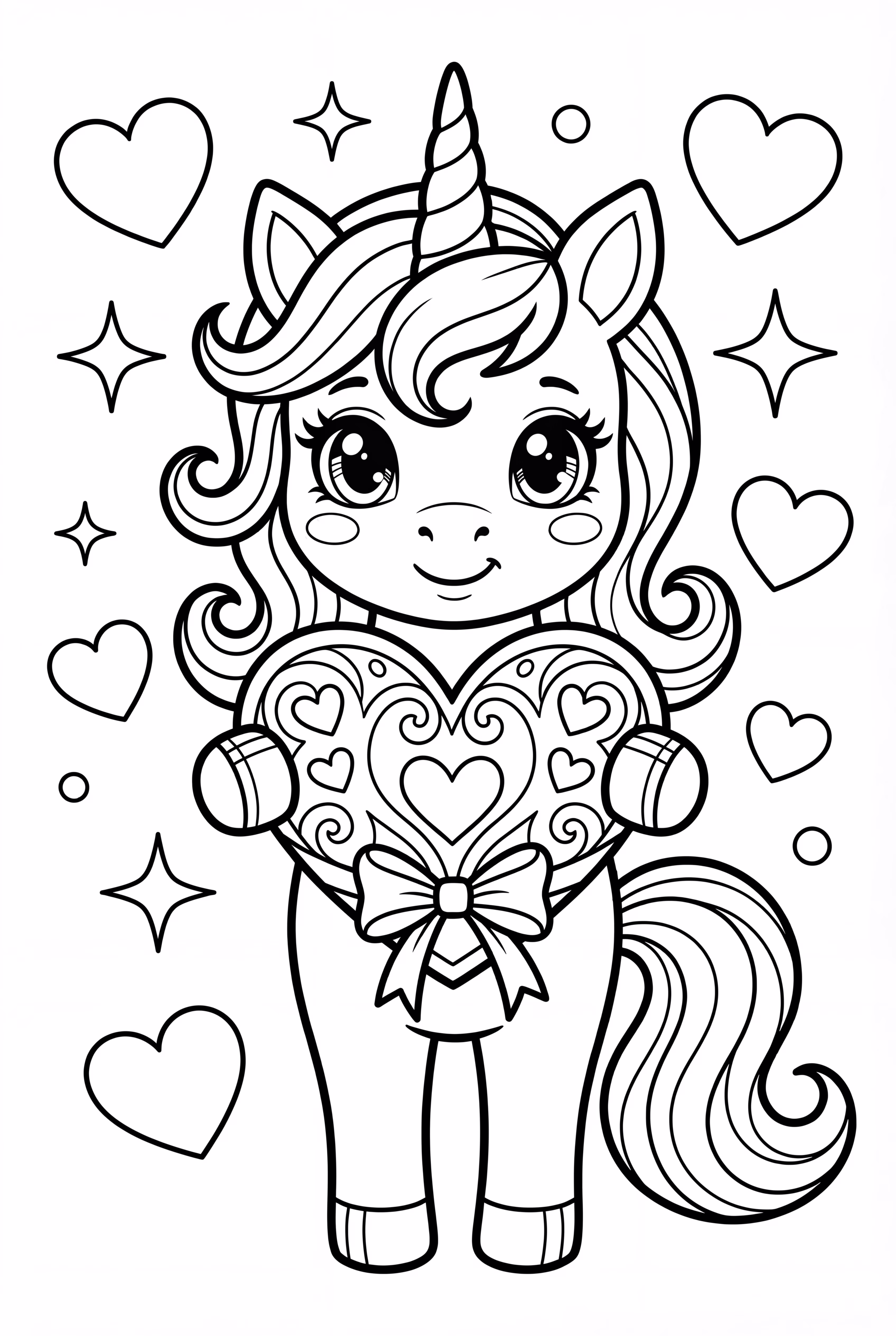 cute kawaii unicorn holding a heart-2