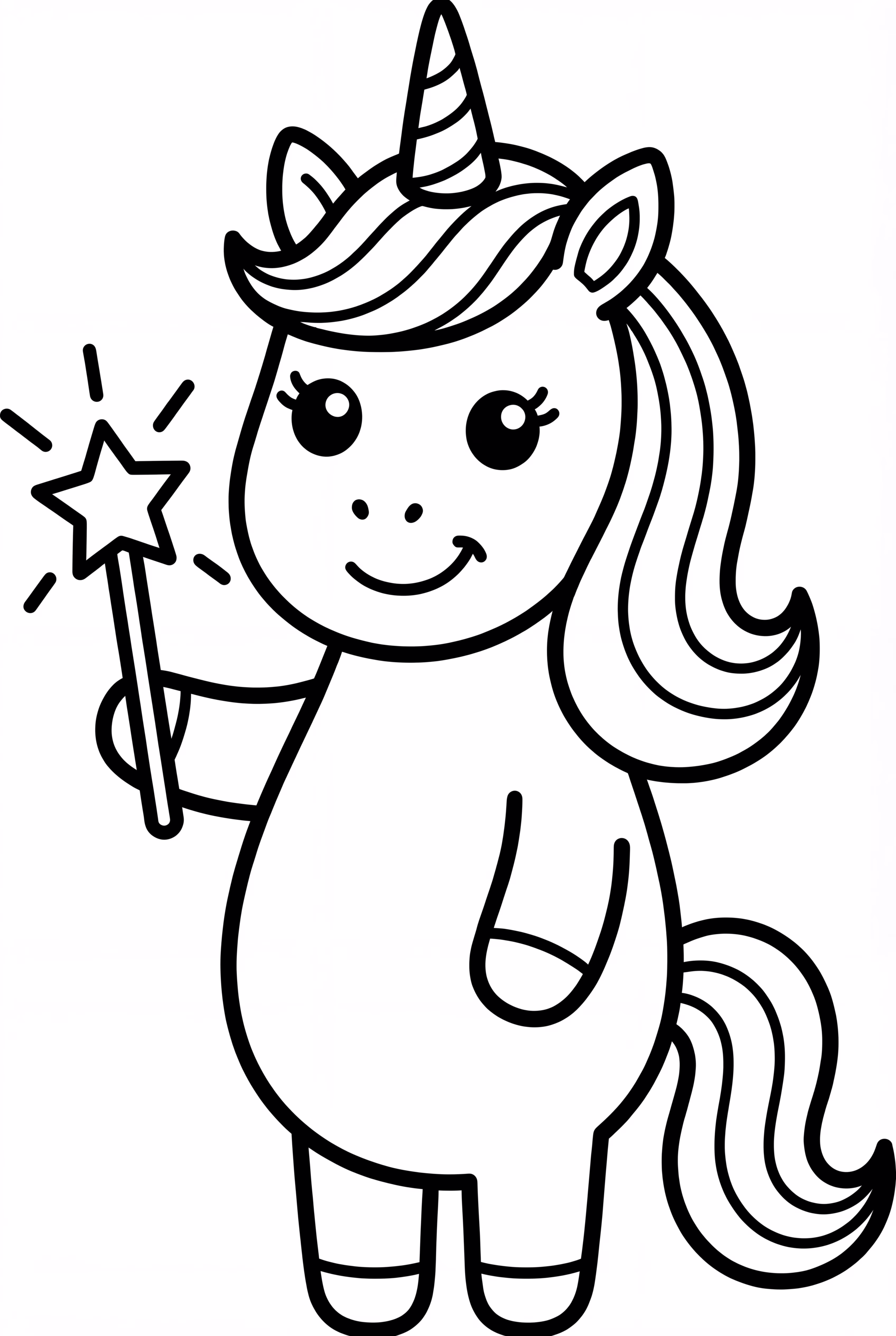 Cute Kawaii Unicorn Holding Star Wand