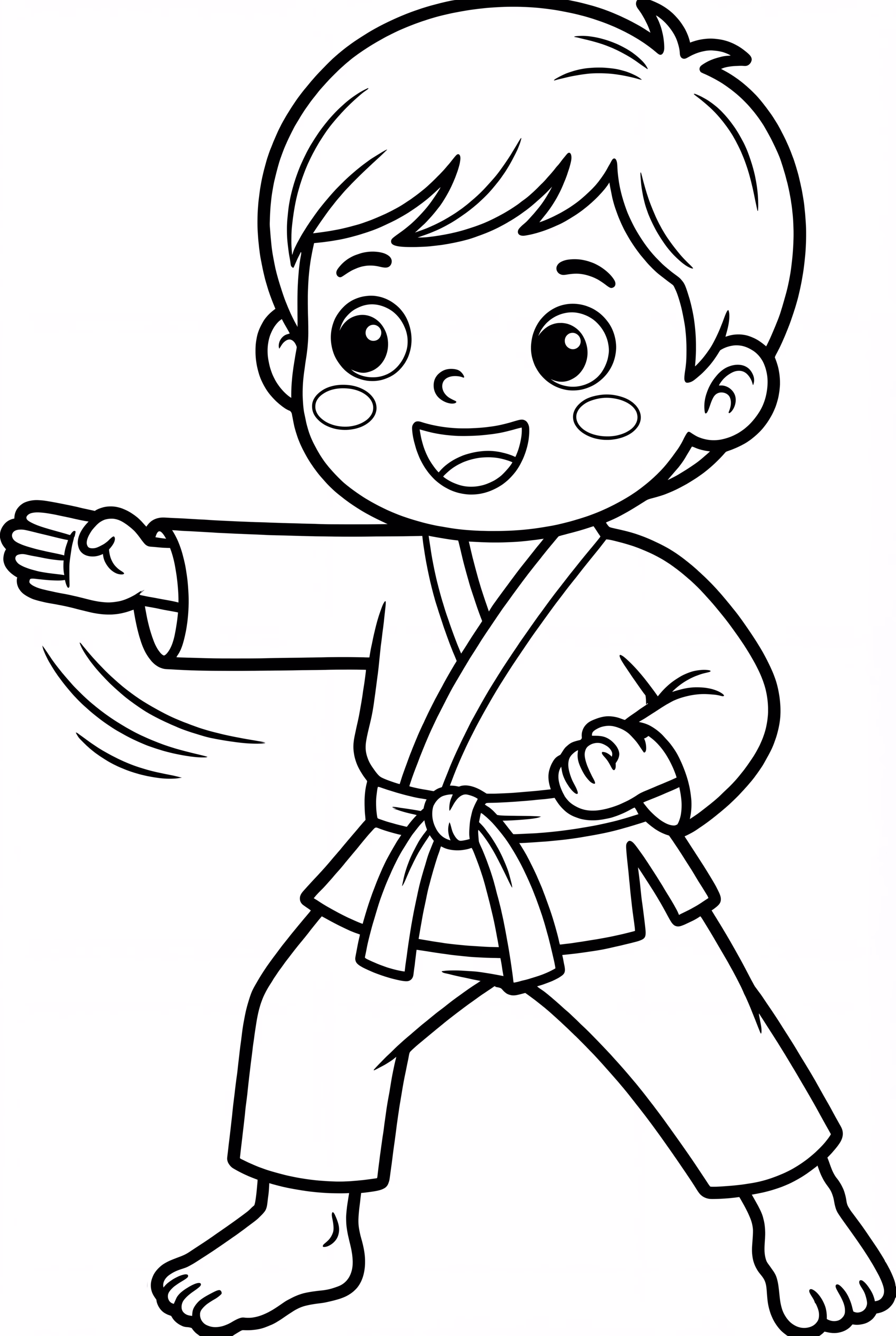 可爱孩子的第一次空手道劈砍