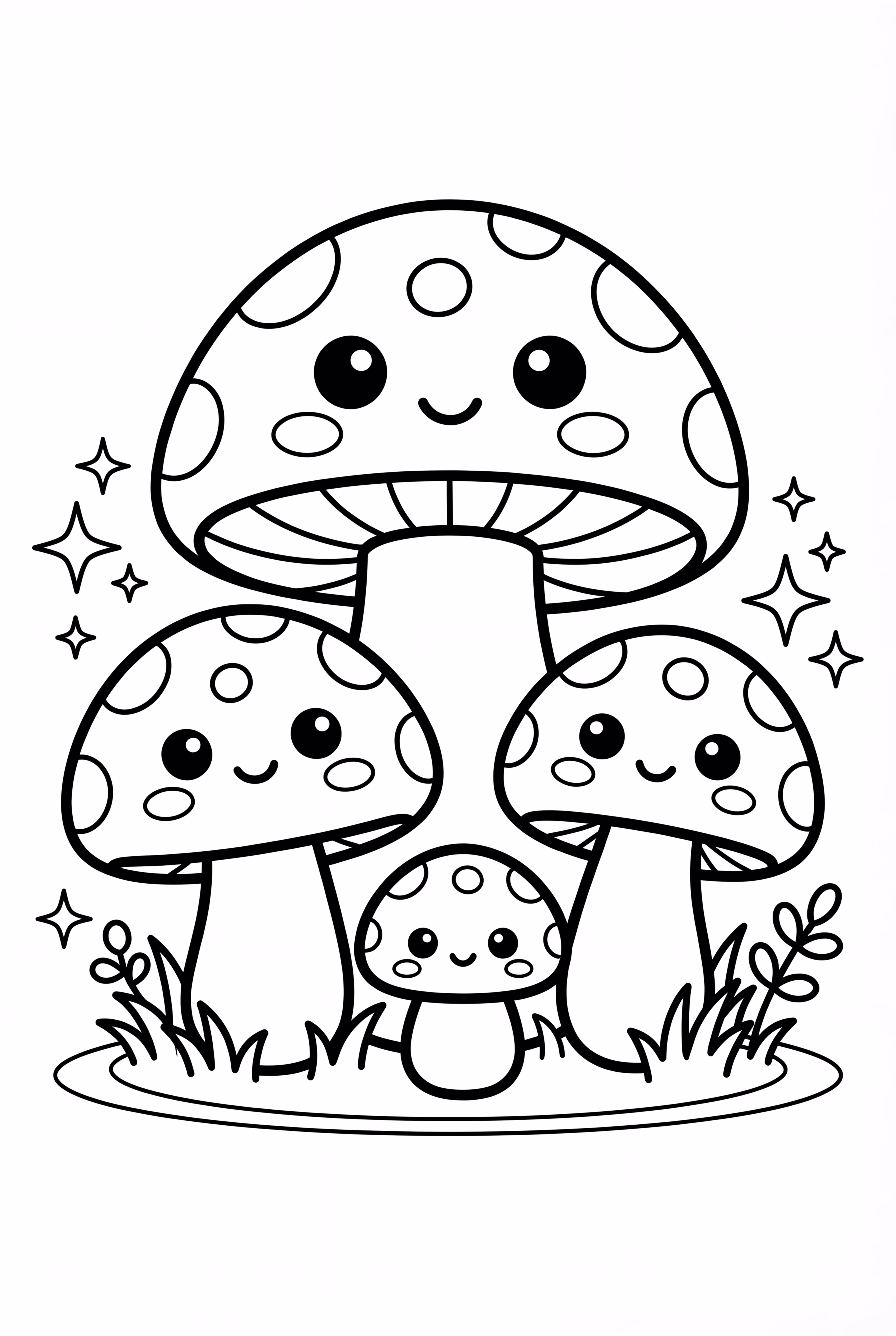 Cute Mushroom Family