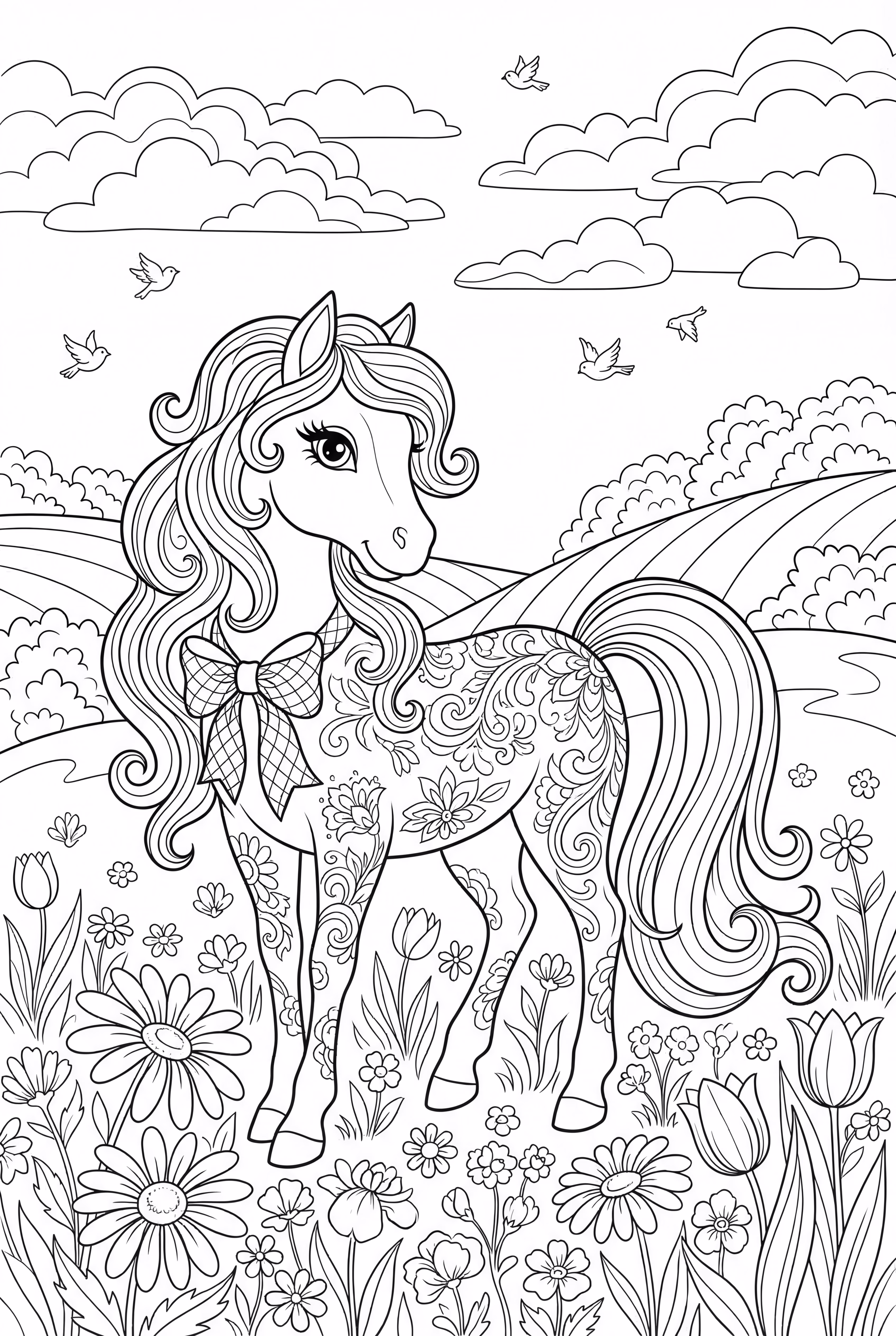 可爱的马与蝴蝶结