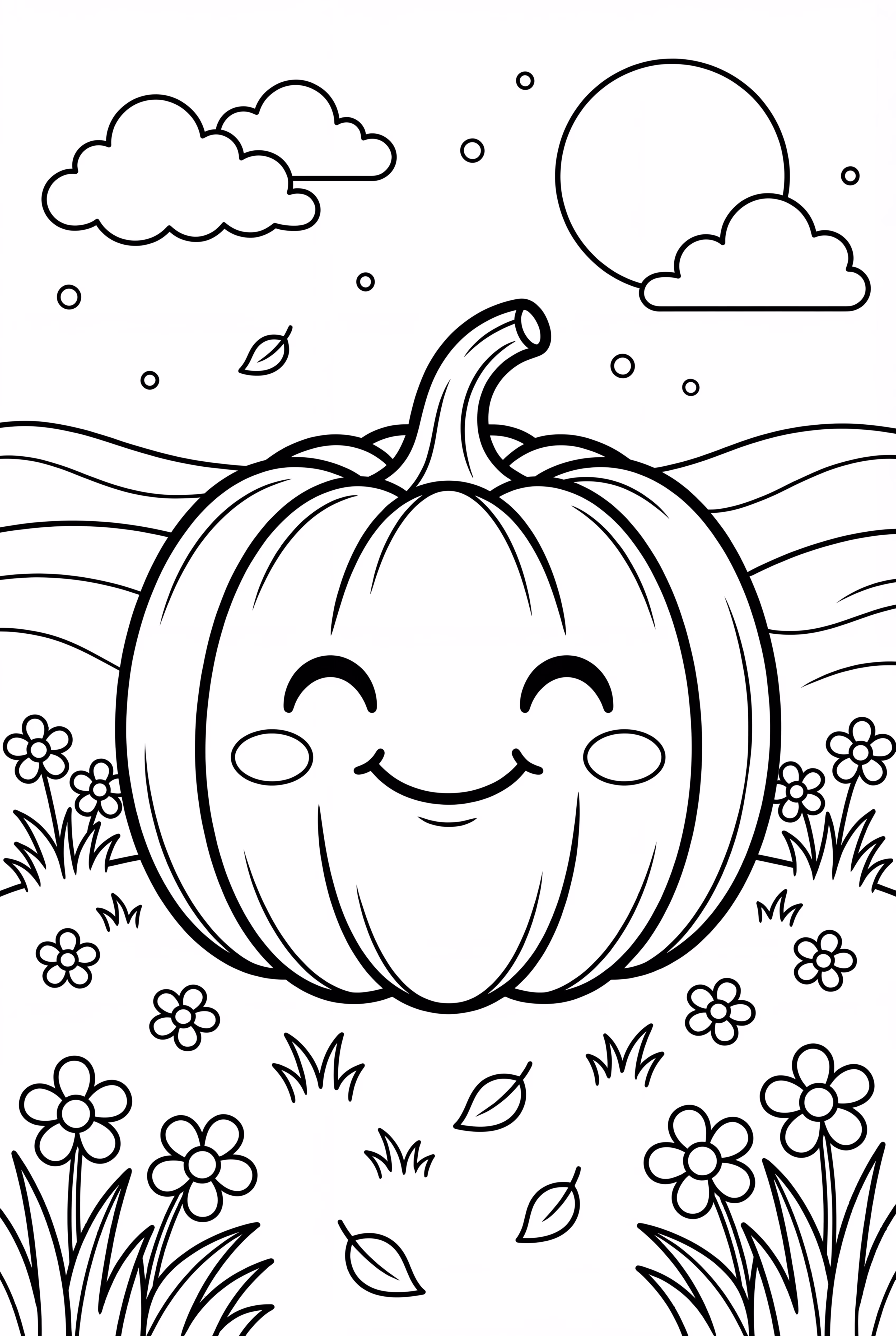 Cute pumpkin in a field