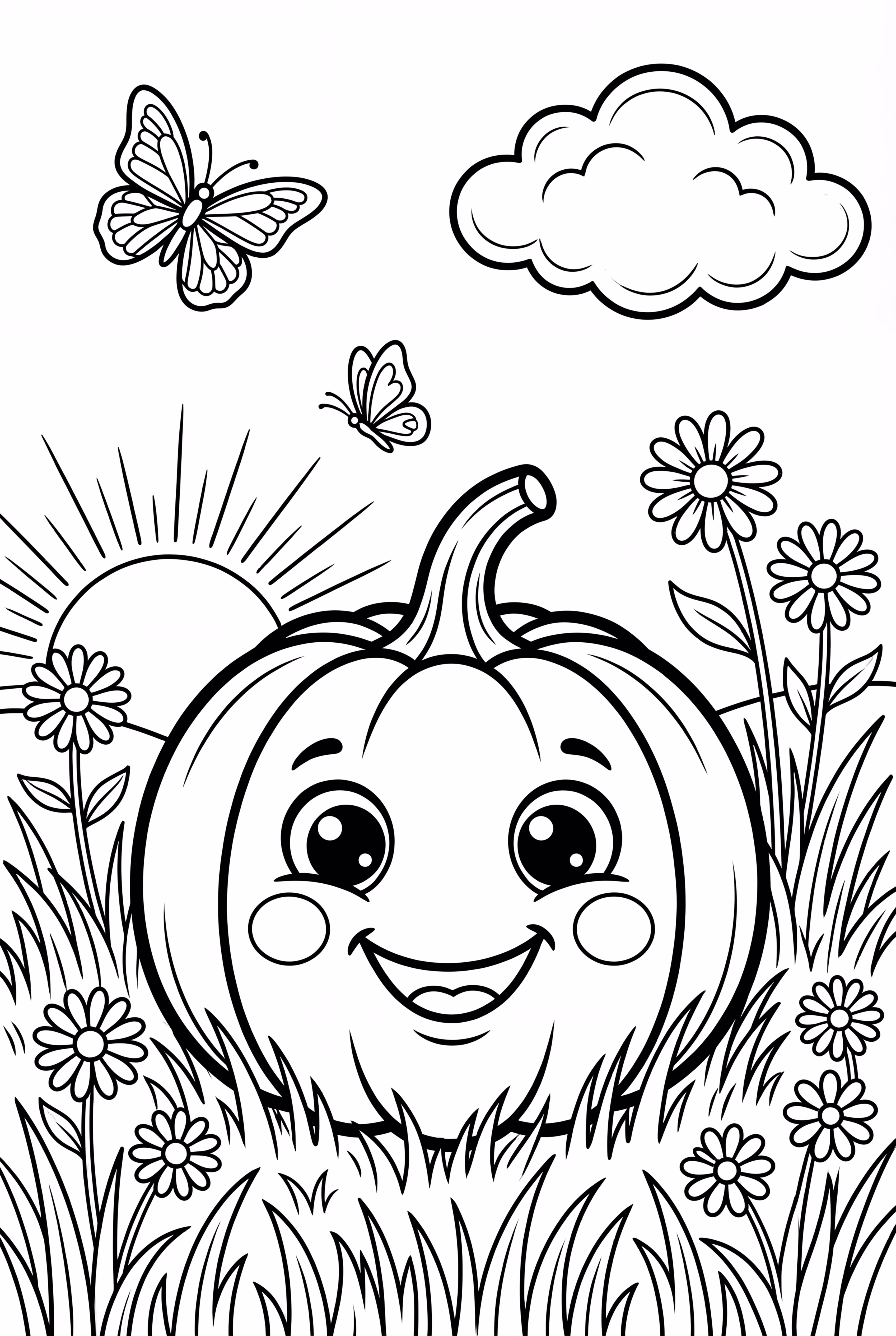 Cute pumpkin in a field