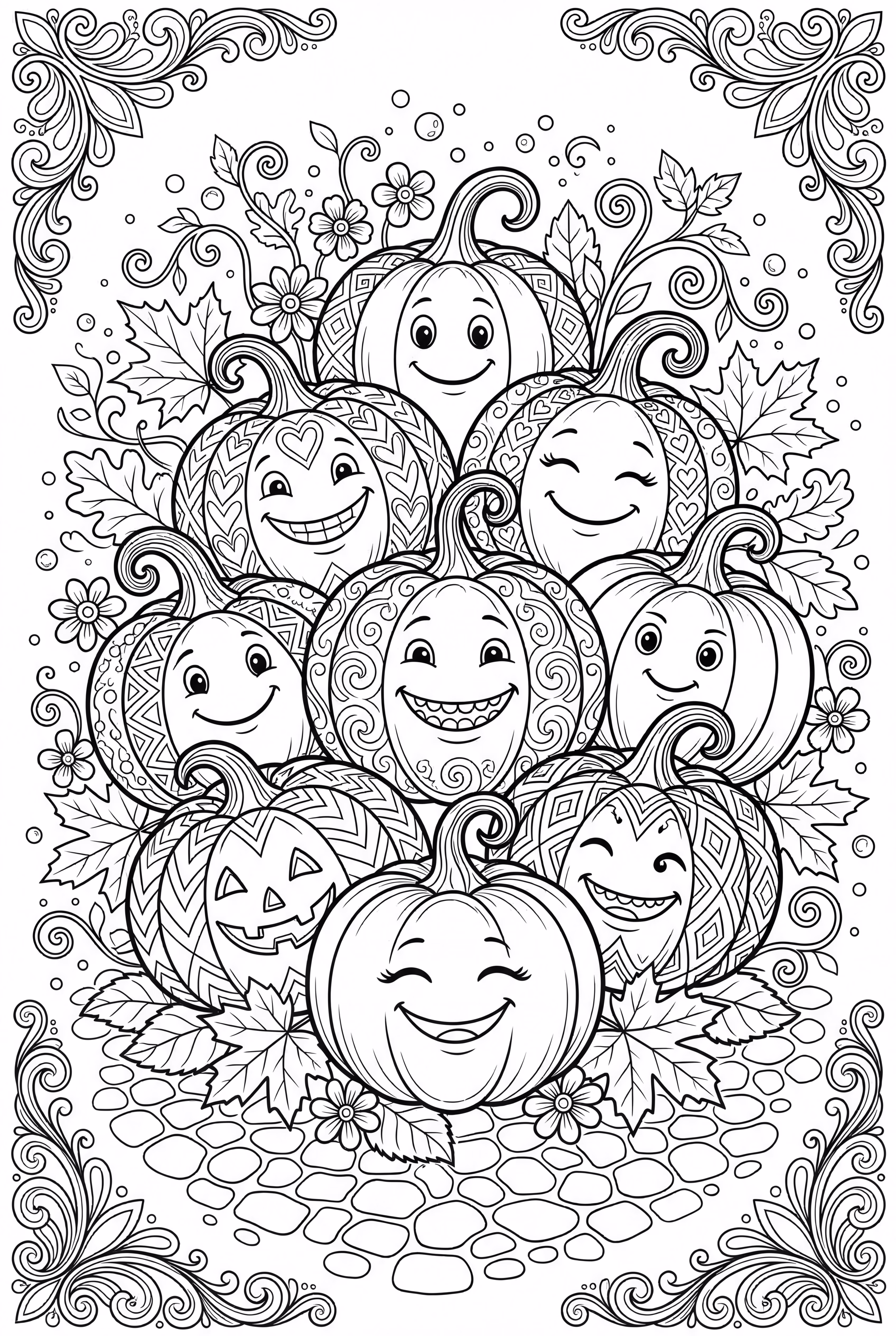 可爱的南瓜与不同的表情