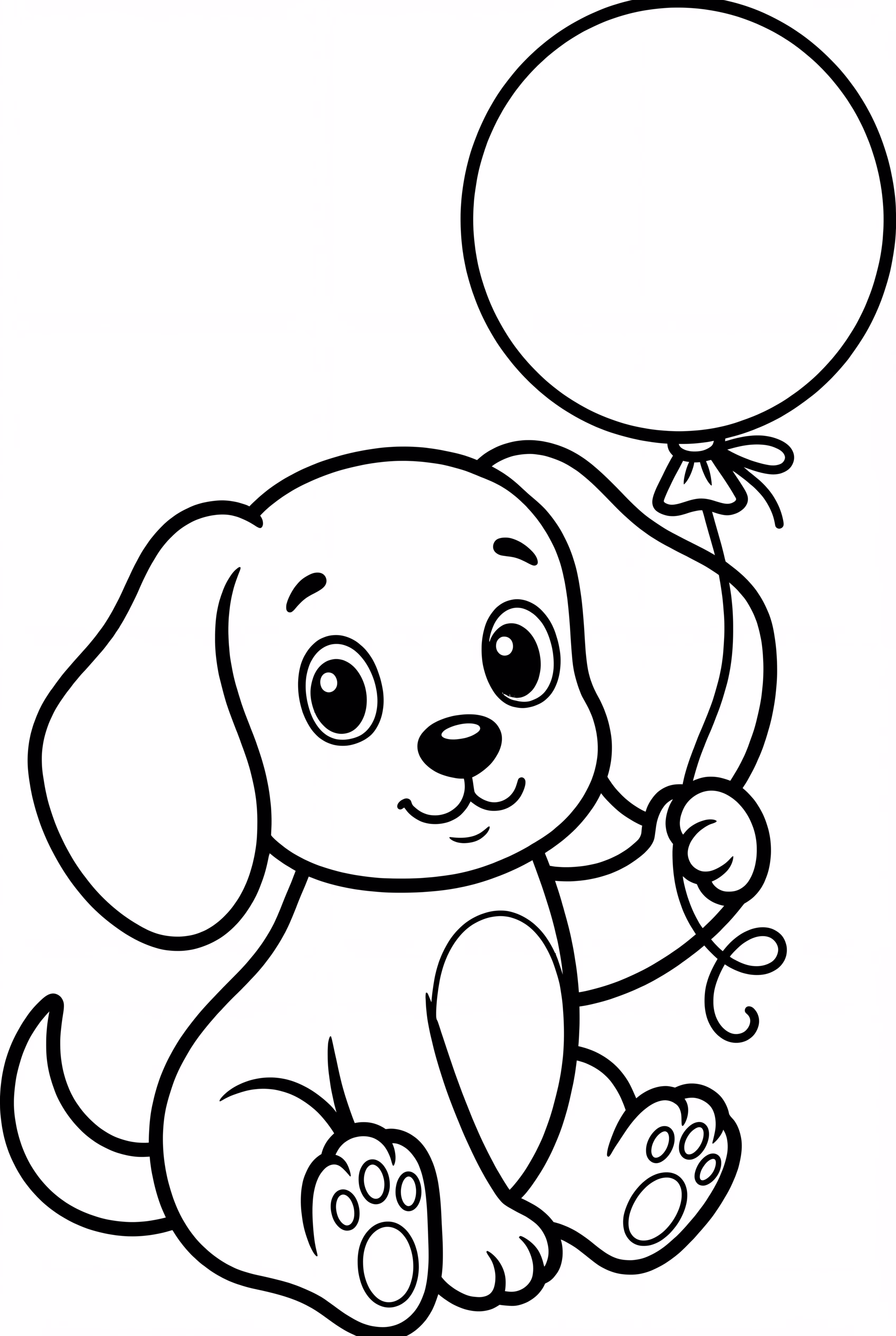 귀여운 강아지가 풍선과 놀고 있어요