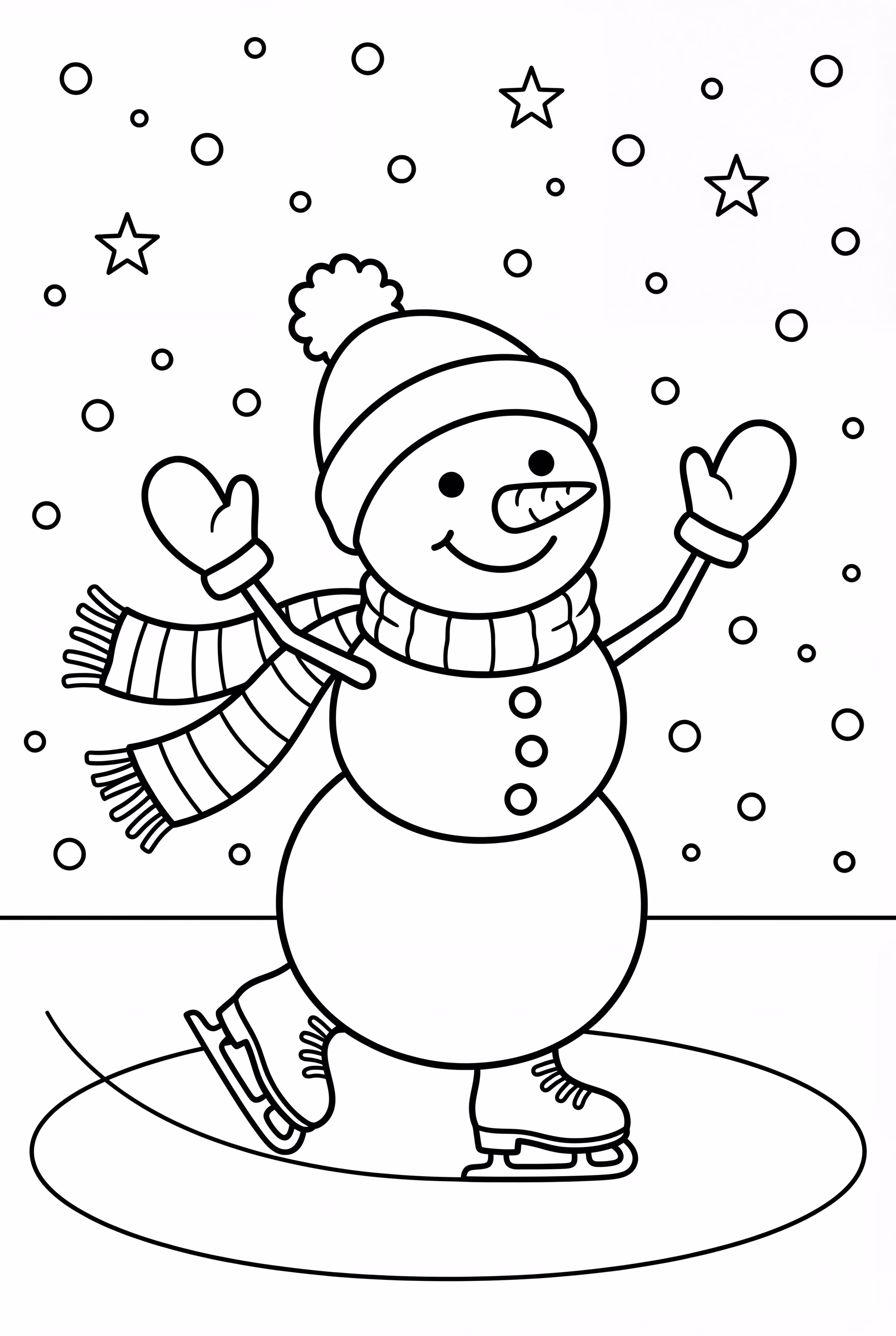 Cute Snowman Ice Skating