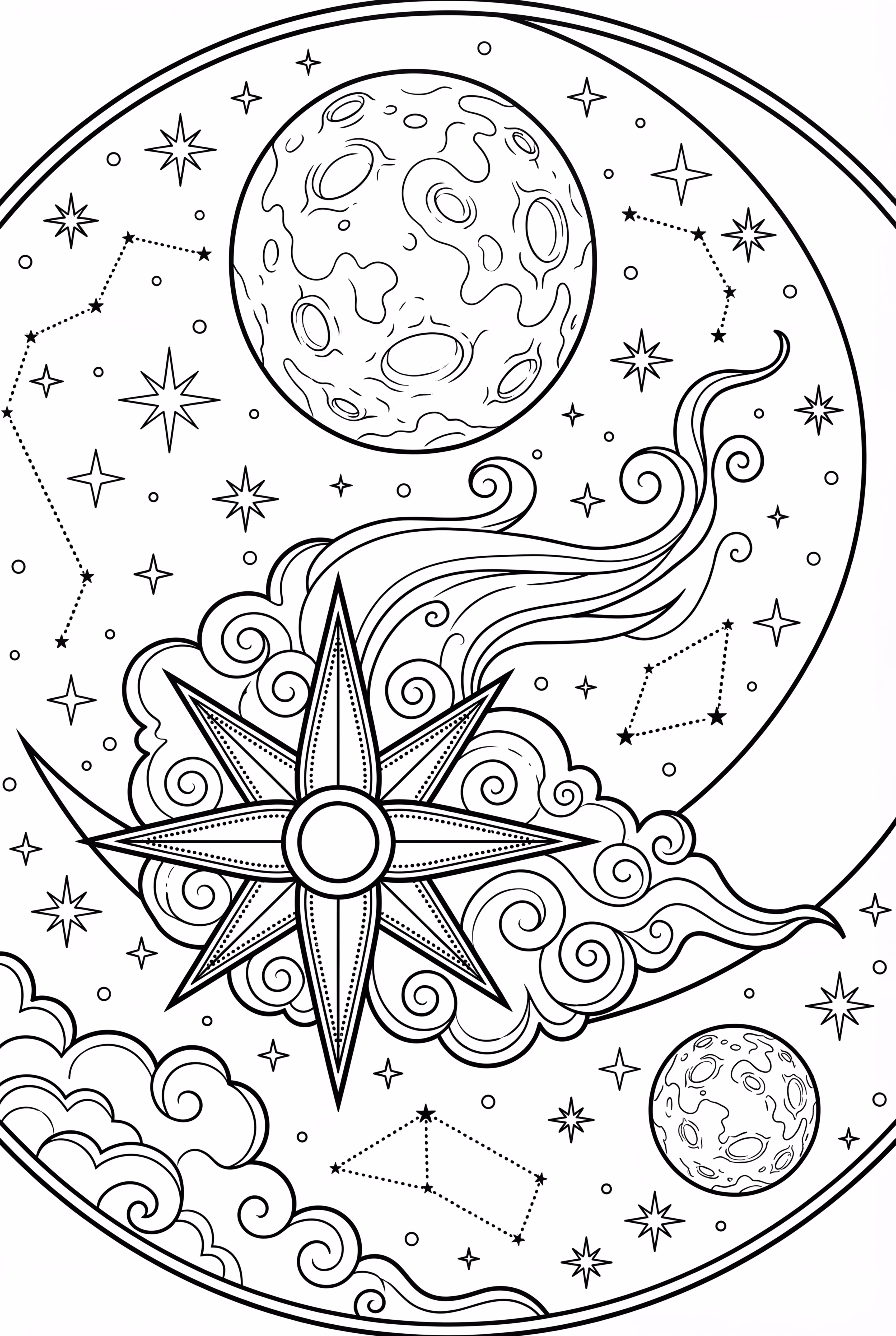 可爱的小星星和月亮玩耍