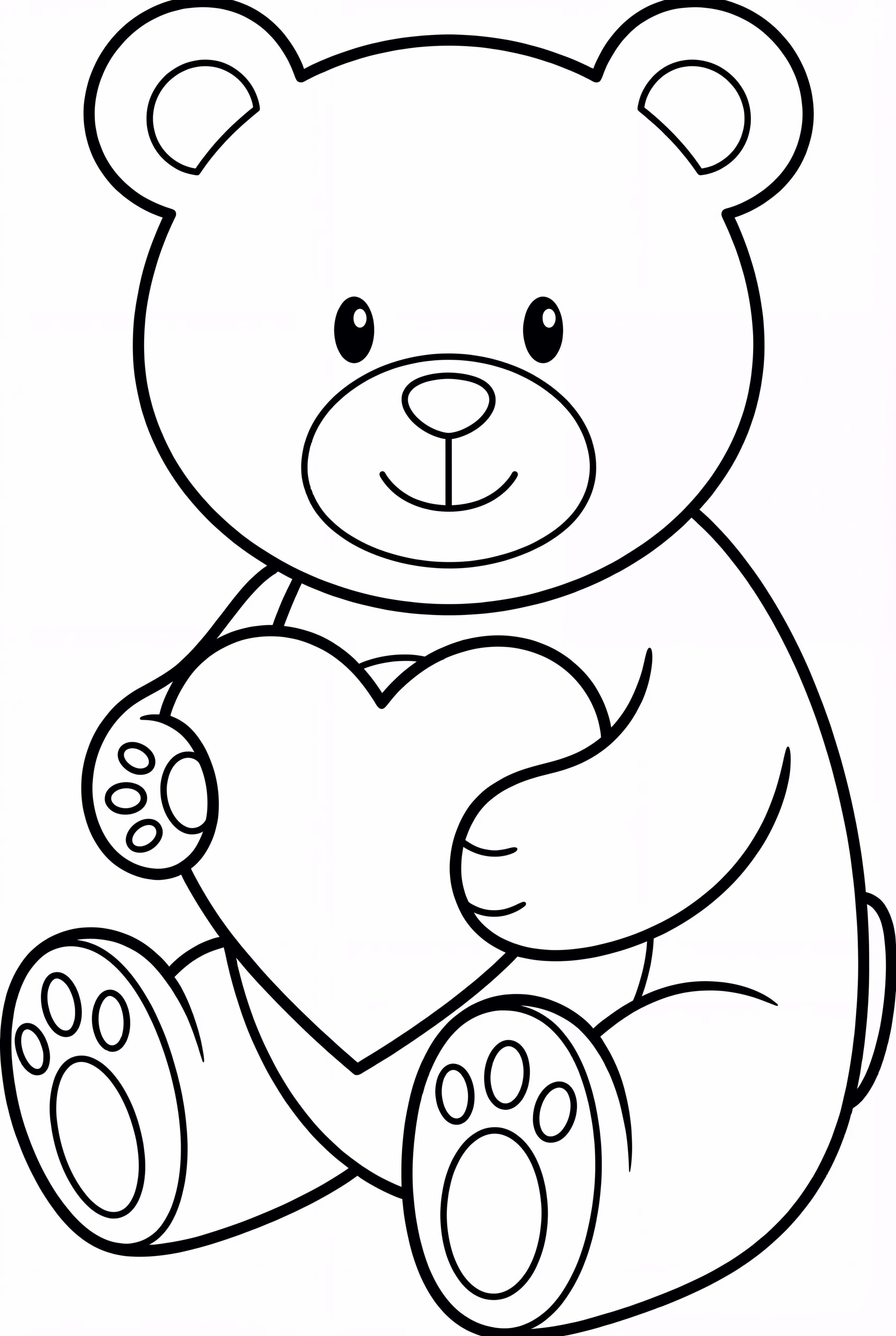 Cute Teddy Bear Holding One Heart