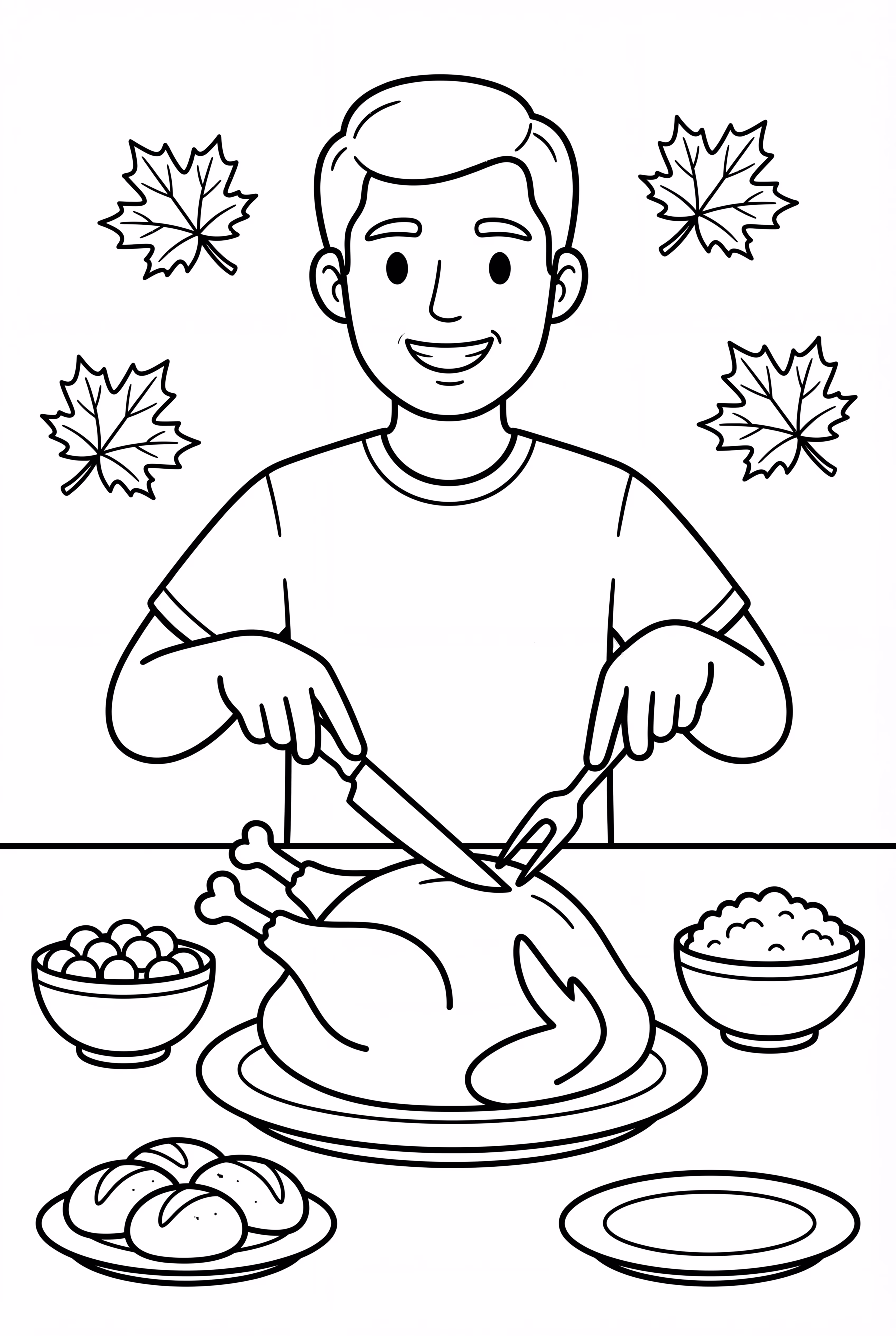 Dad Carving The Thanksgiving Turkey