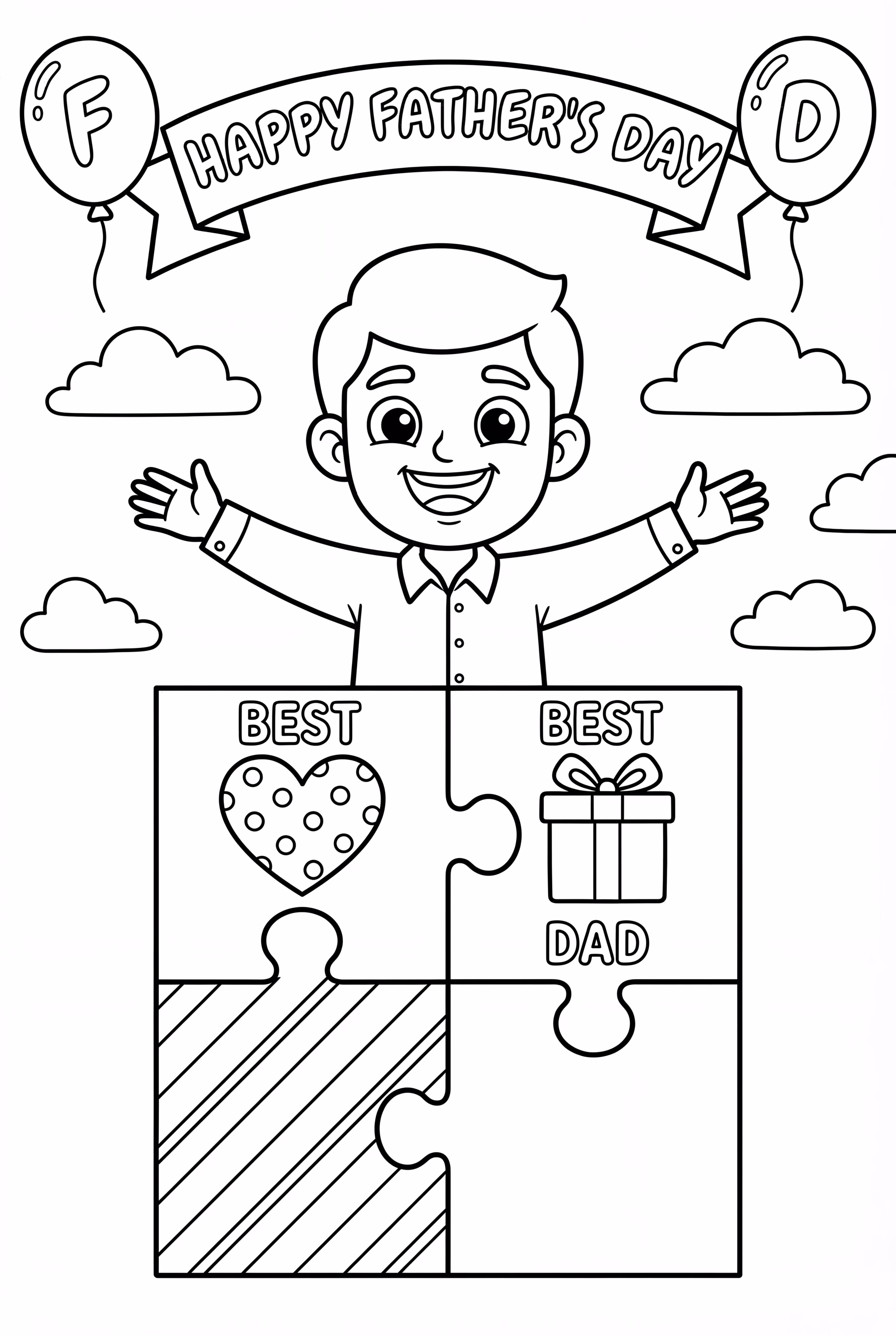 Dad With Father's Day Puzzle Pieces