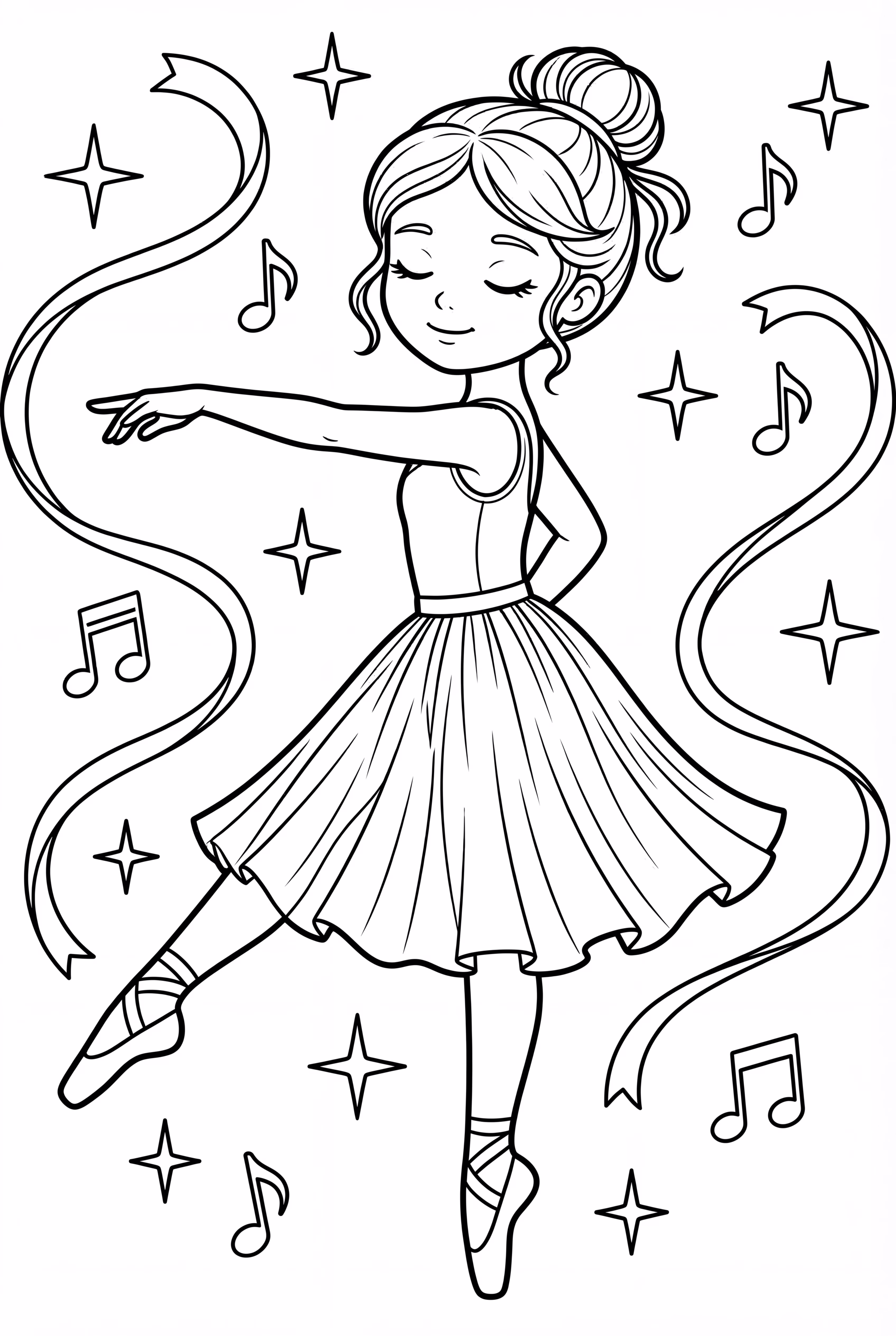 Dancing Ballerina with Flowing Ribbons