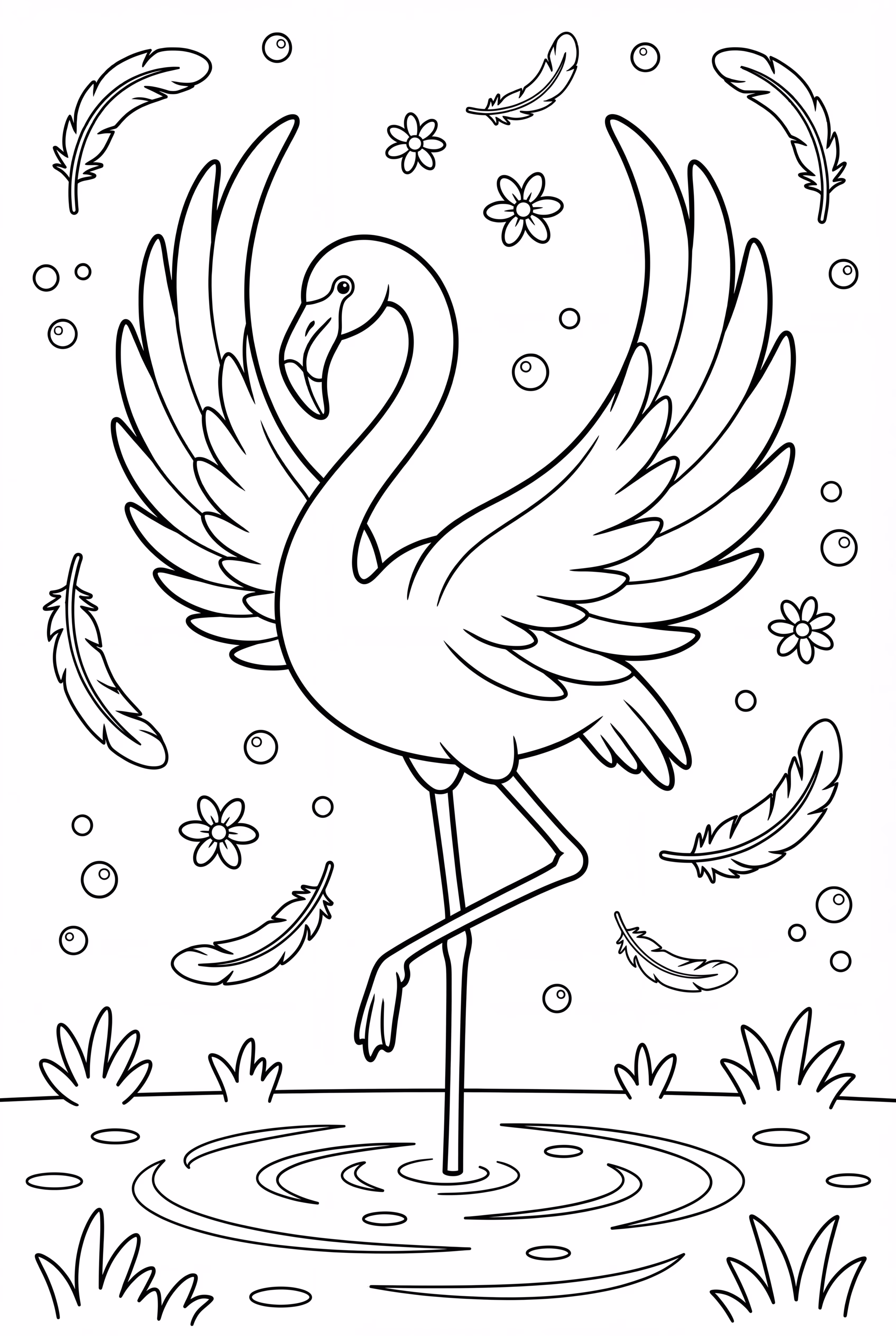 Dancing Flamingo with Feathers-2