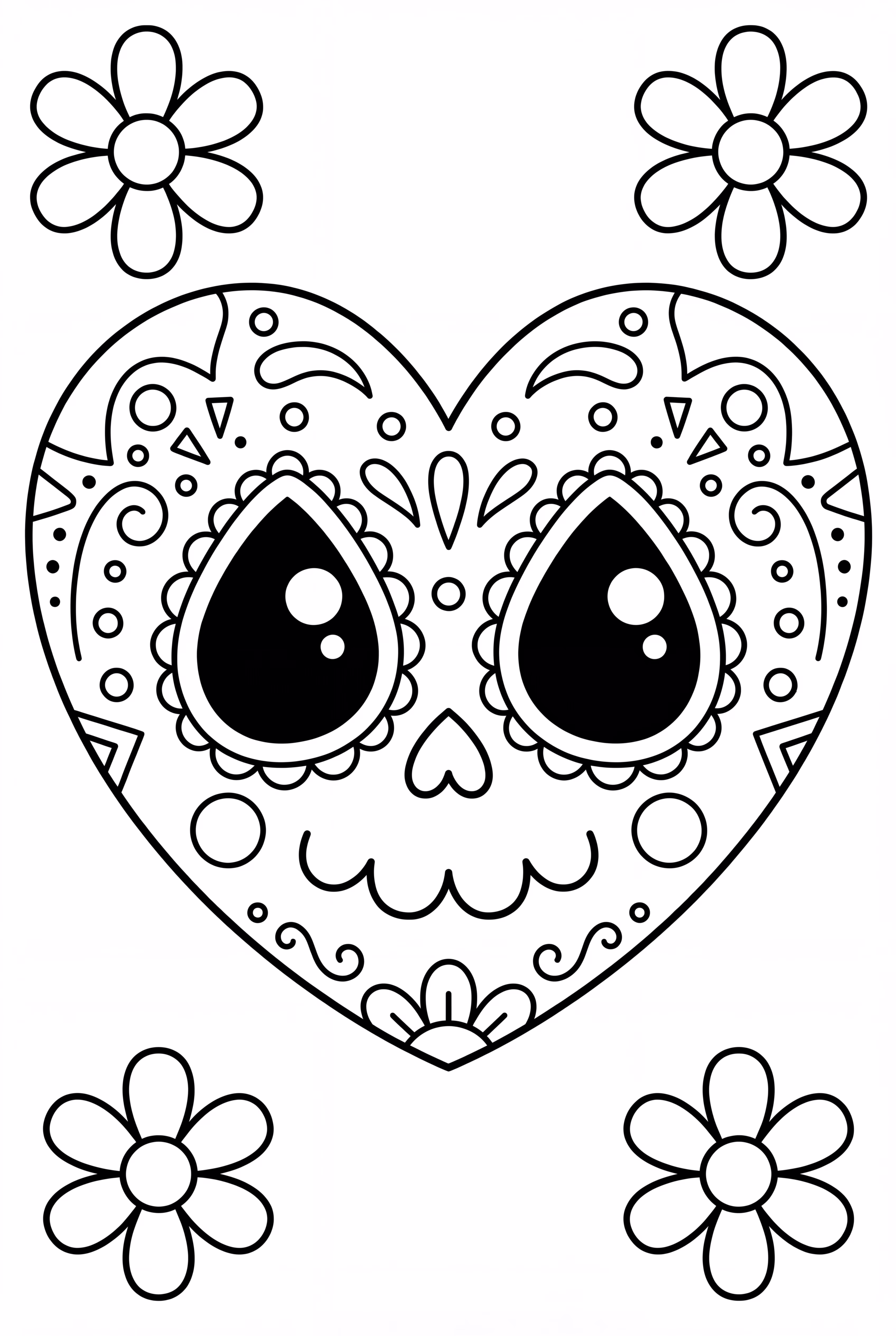 Day of the Dead Heart With Flowers