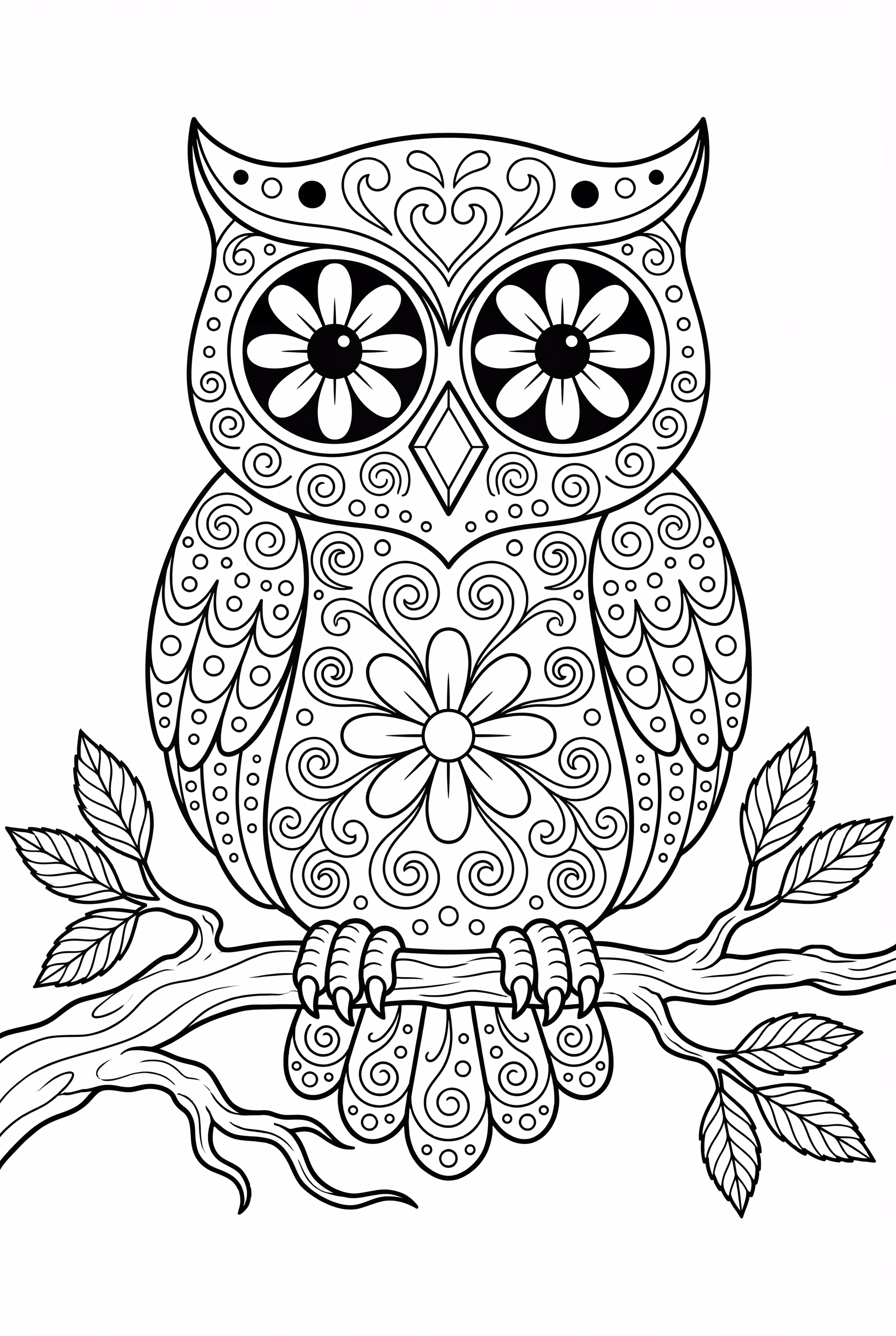 Day of the Dead Owl With Patterns