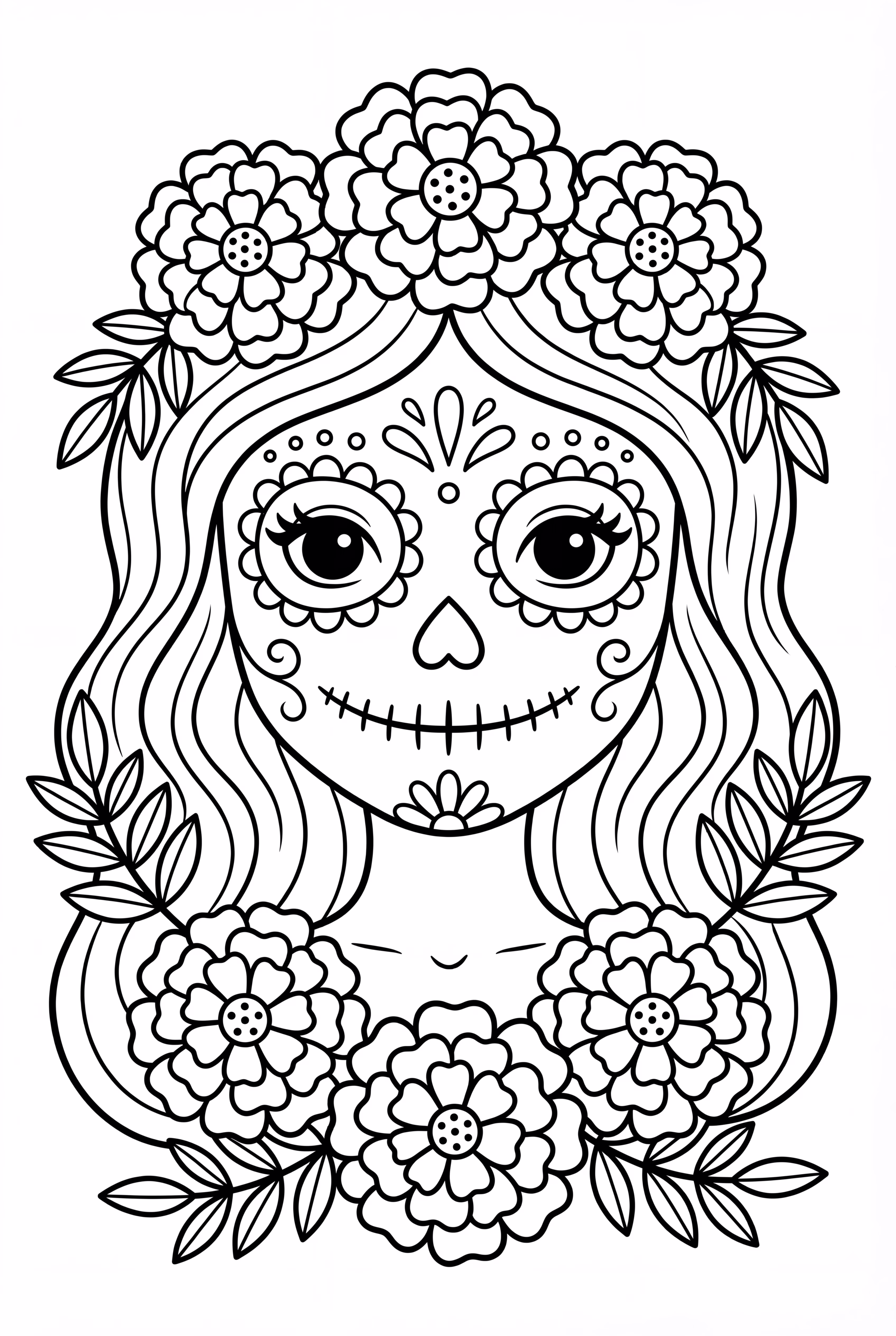 Day of the Dead Woman With Marigolds