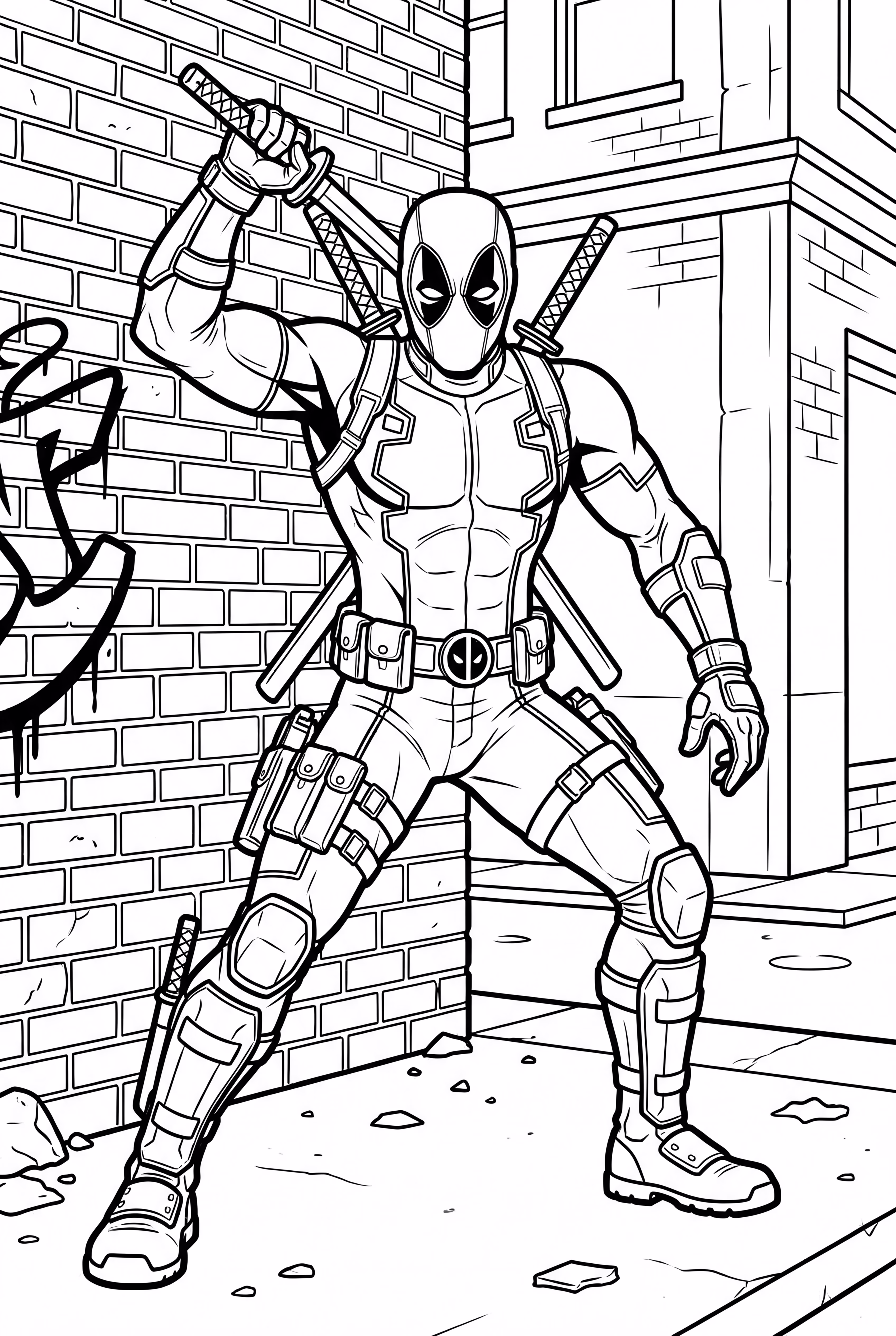 Deadpool Em Estilo de Arte Grafite