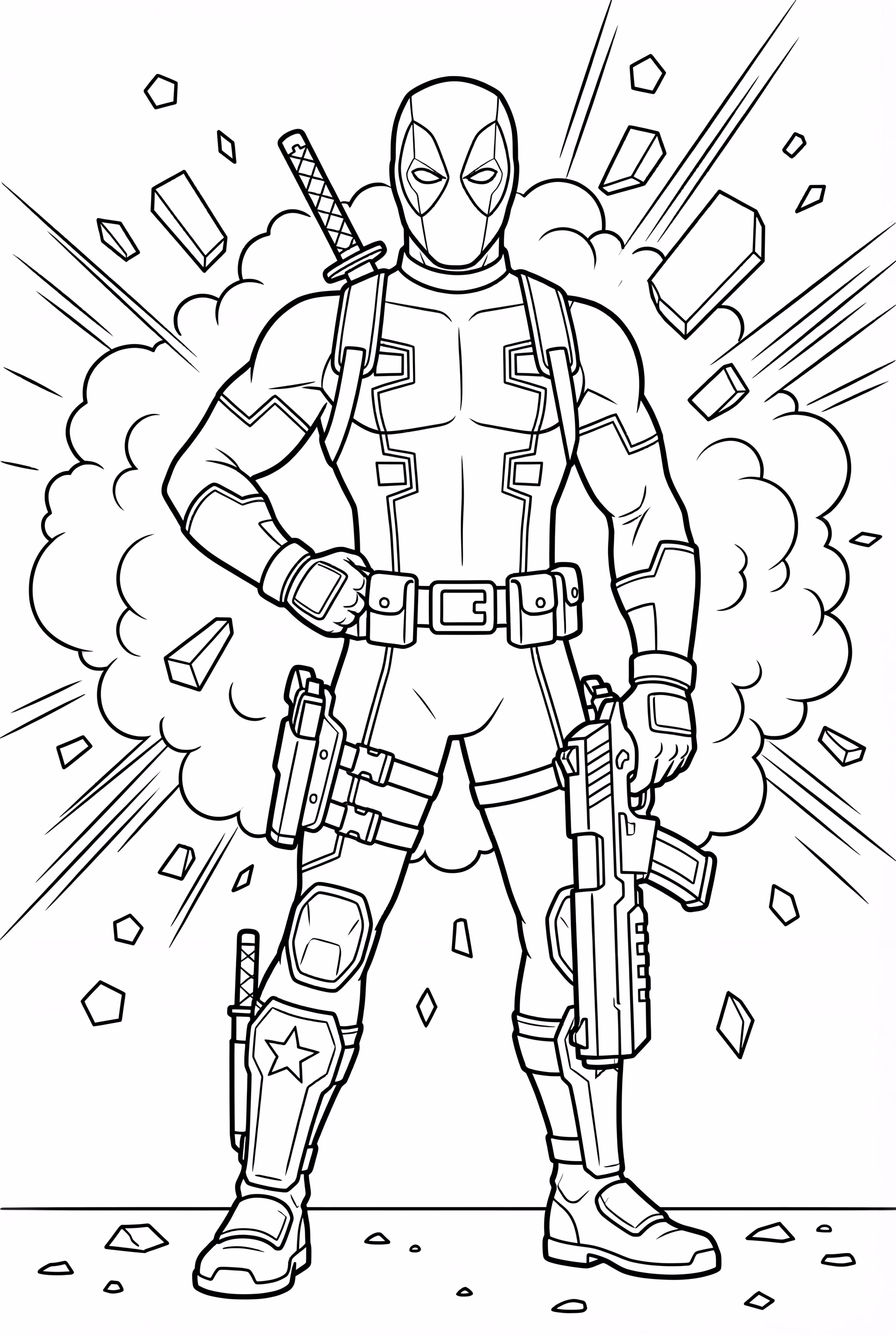 Deadpool With Exploding Background