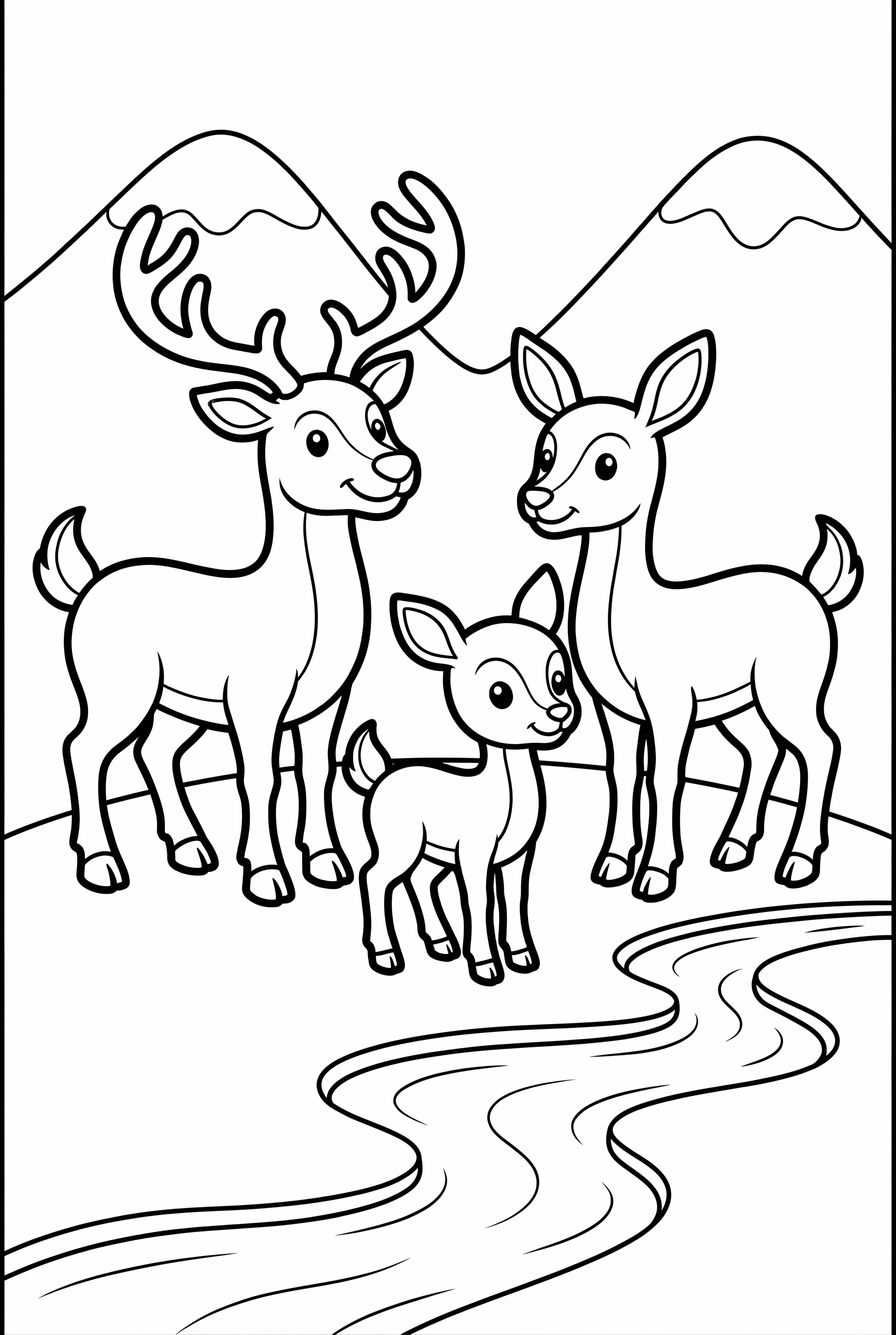 Família de Veados à Beira do Riacho