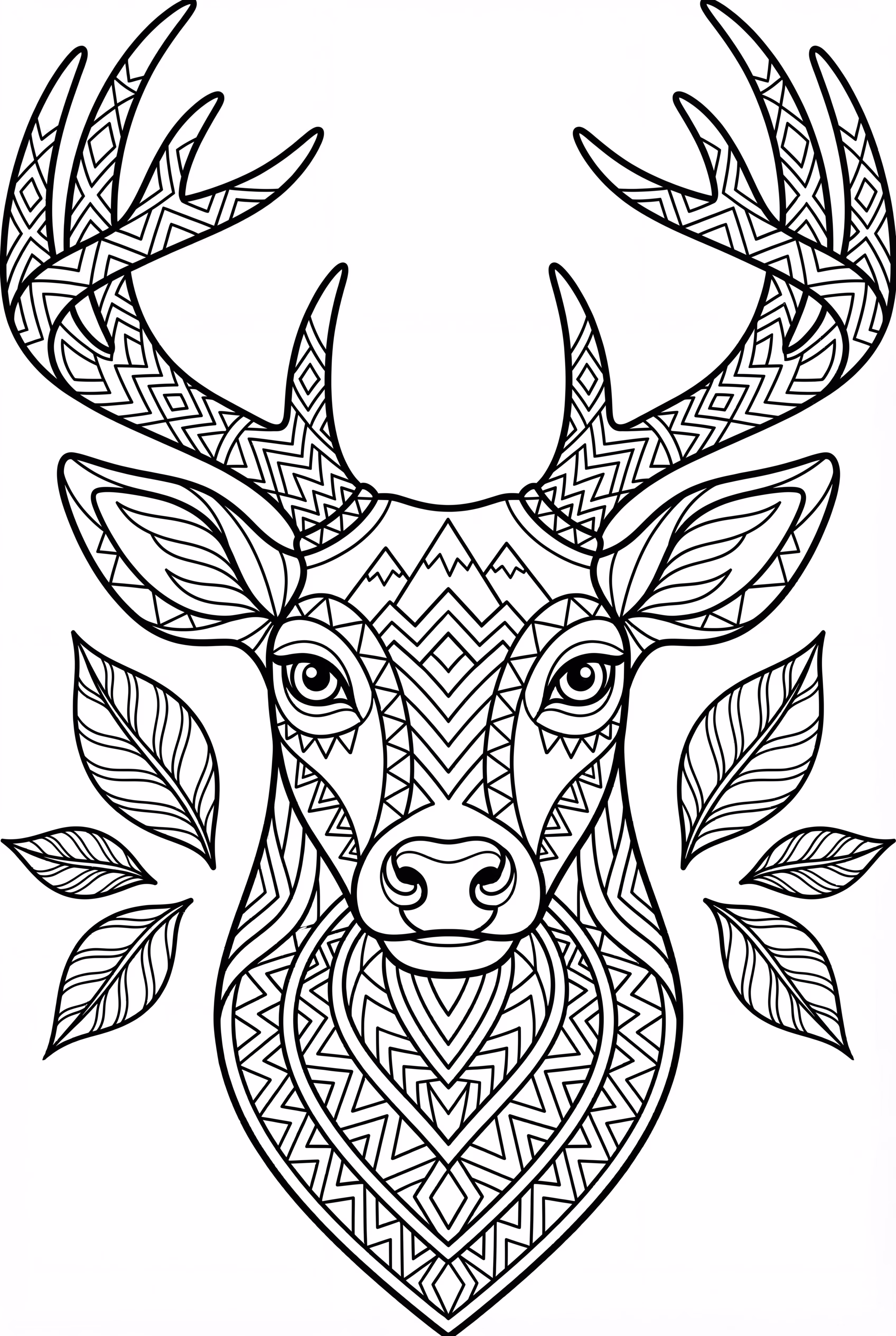 Deer Head with Tribal Patterns