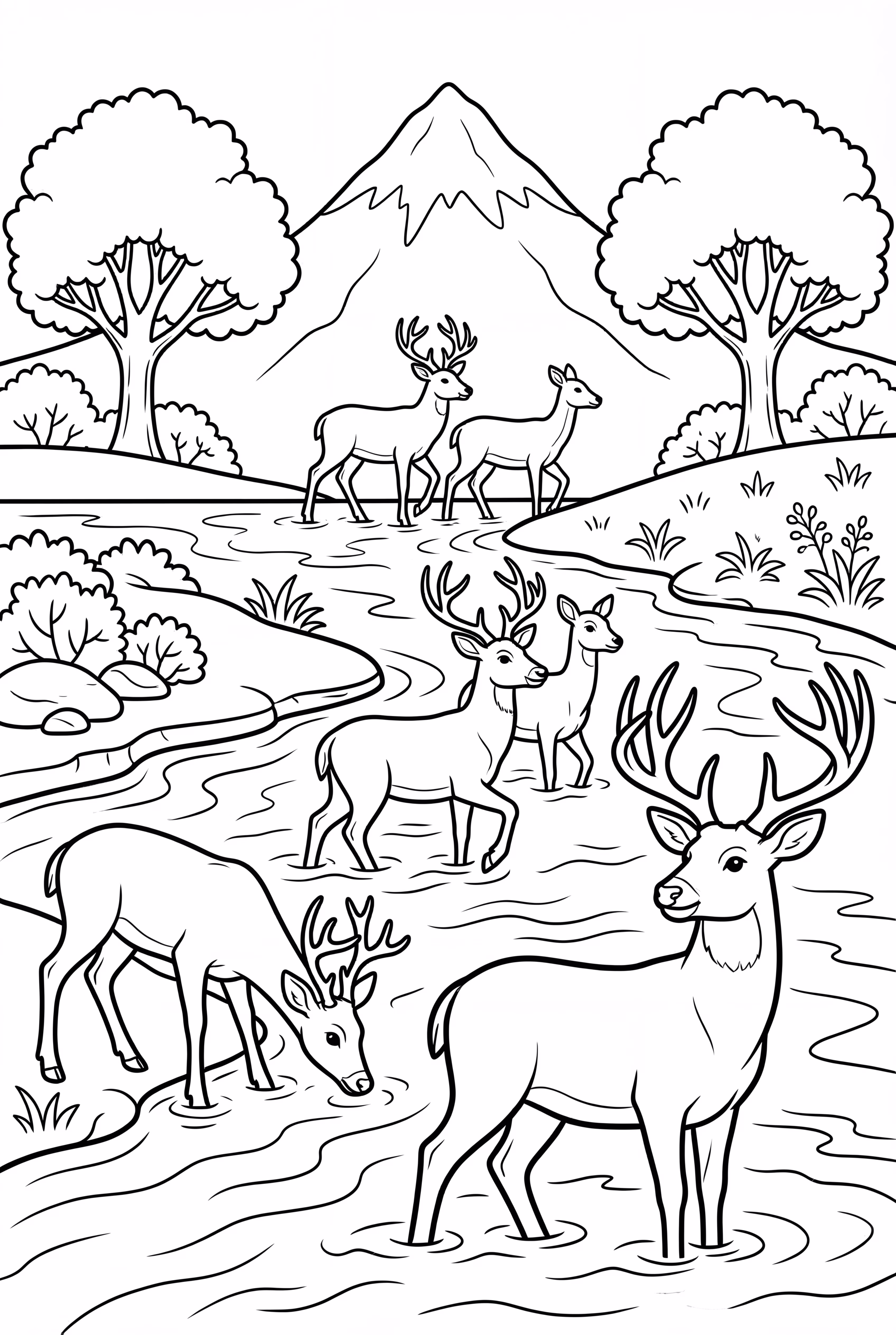 Deer Herd Crossing River