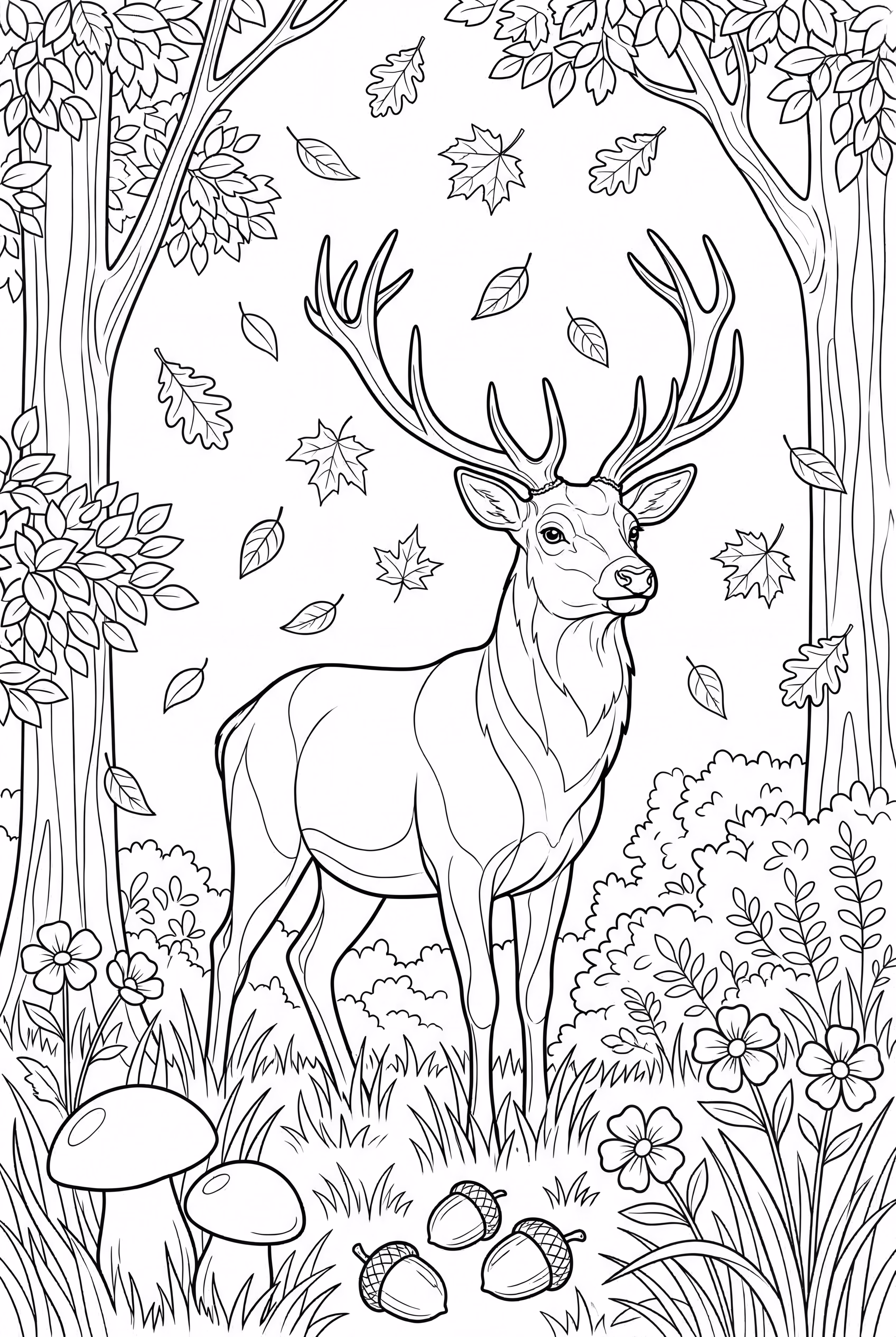 Deer In A Detailed Autumn Fall Meadow