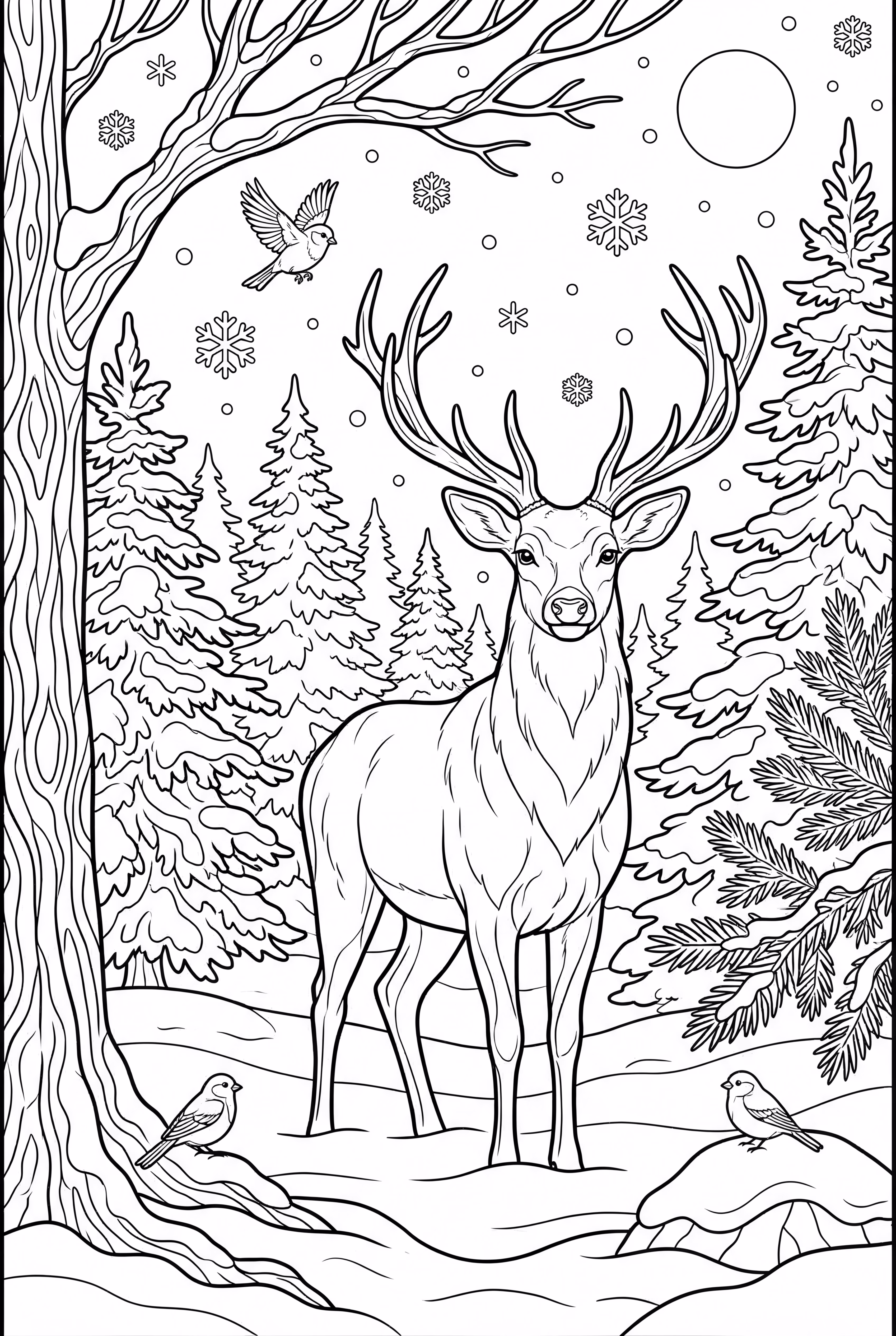 冬季雪中的鹿-2