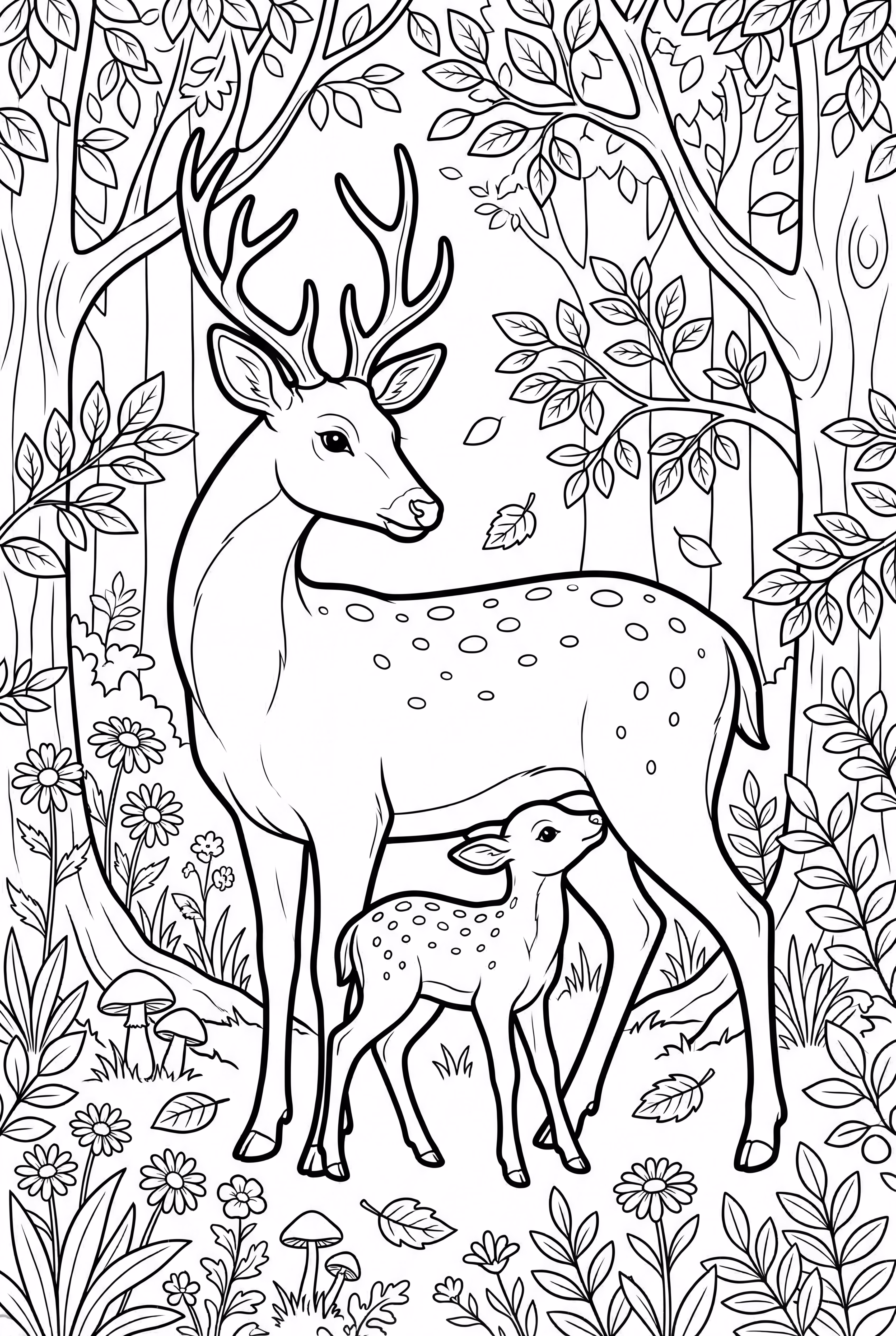 Deer Mother Protecting Fawn-2