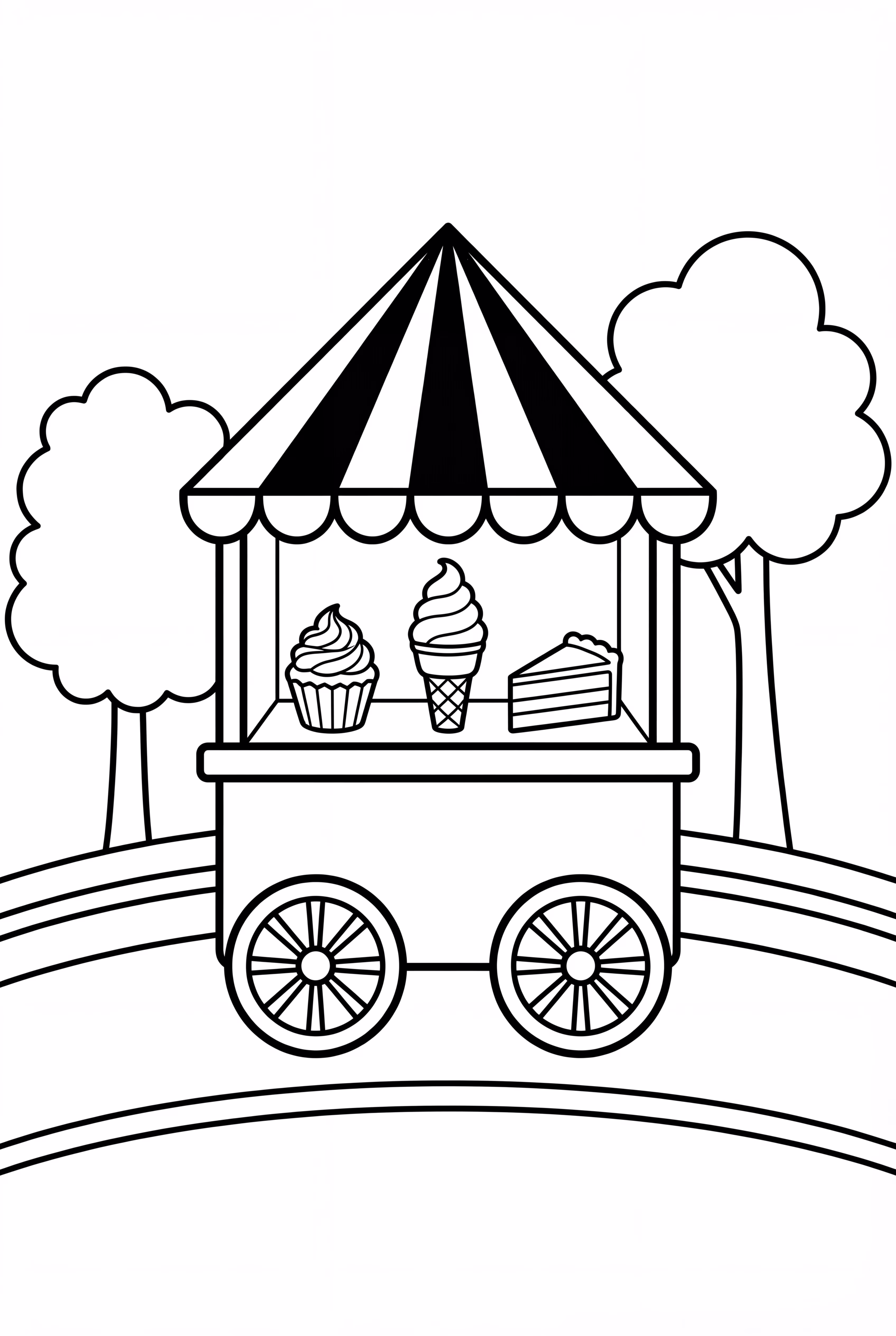 公园小路上的甜点推车