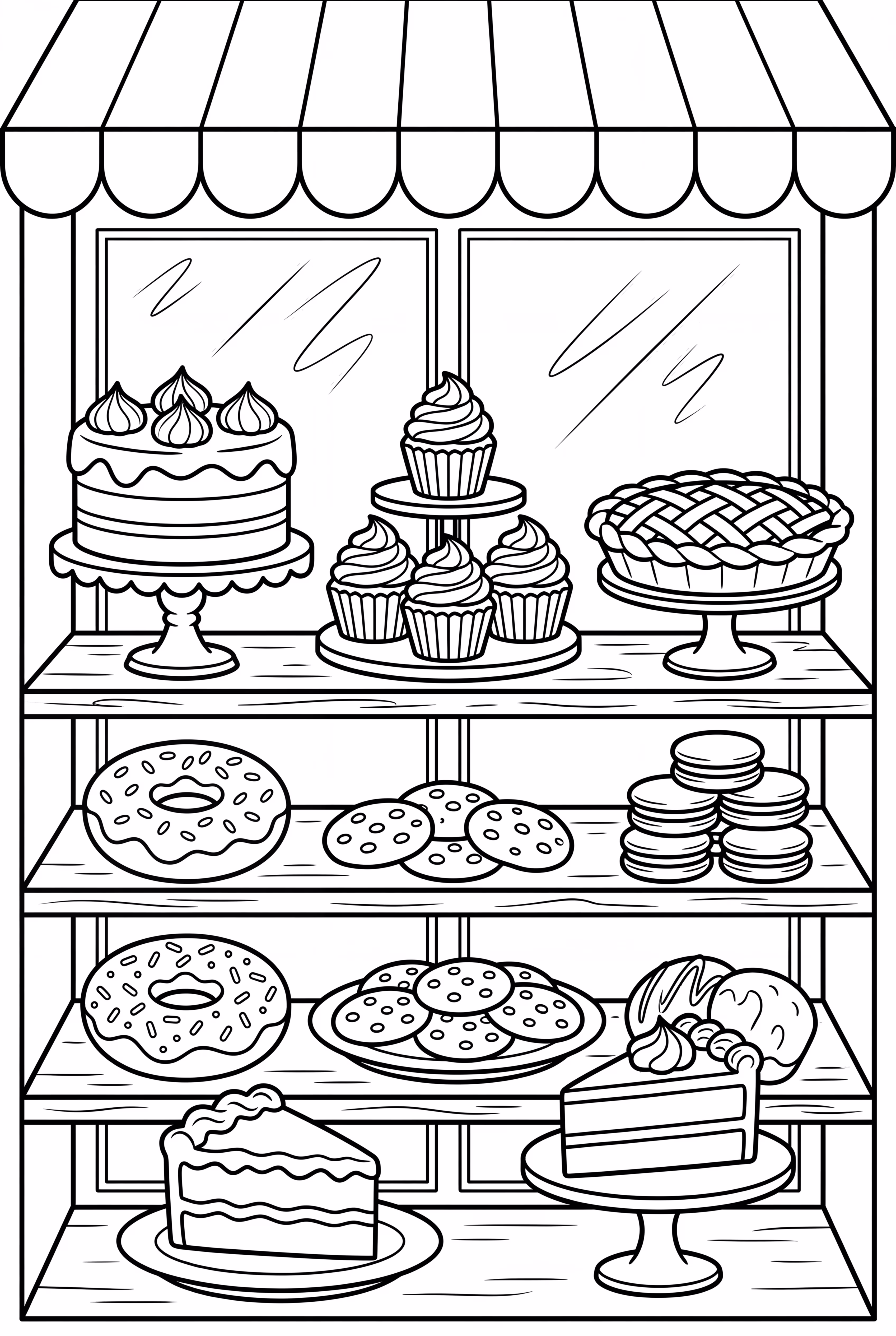 Dessert Display In Bakery Window