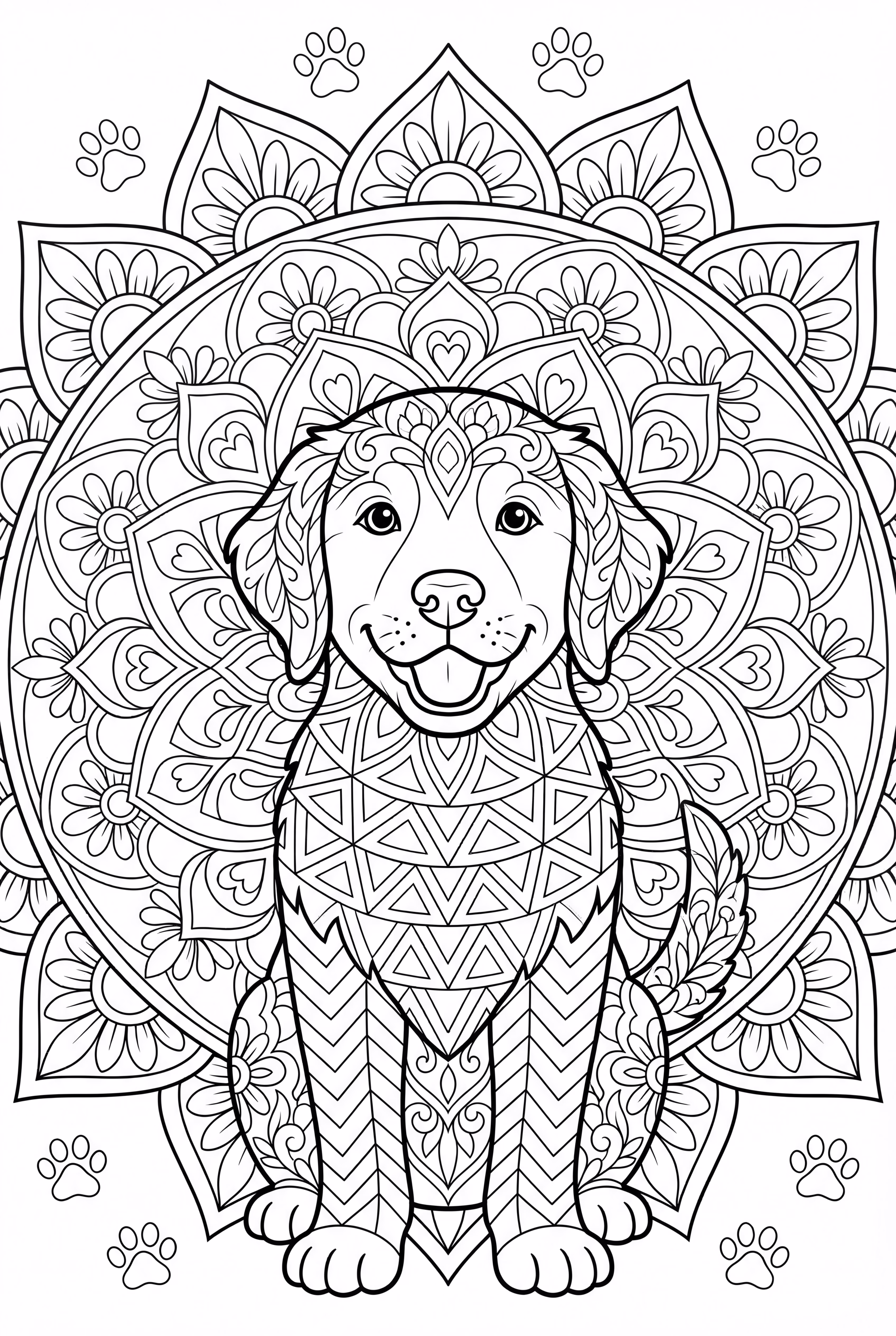 详细的成人犬类曼陀罗艺术