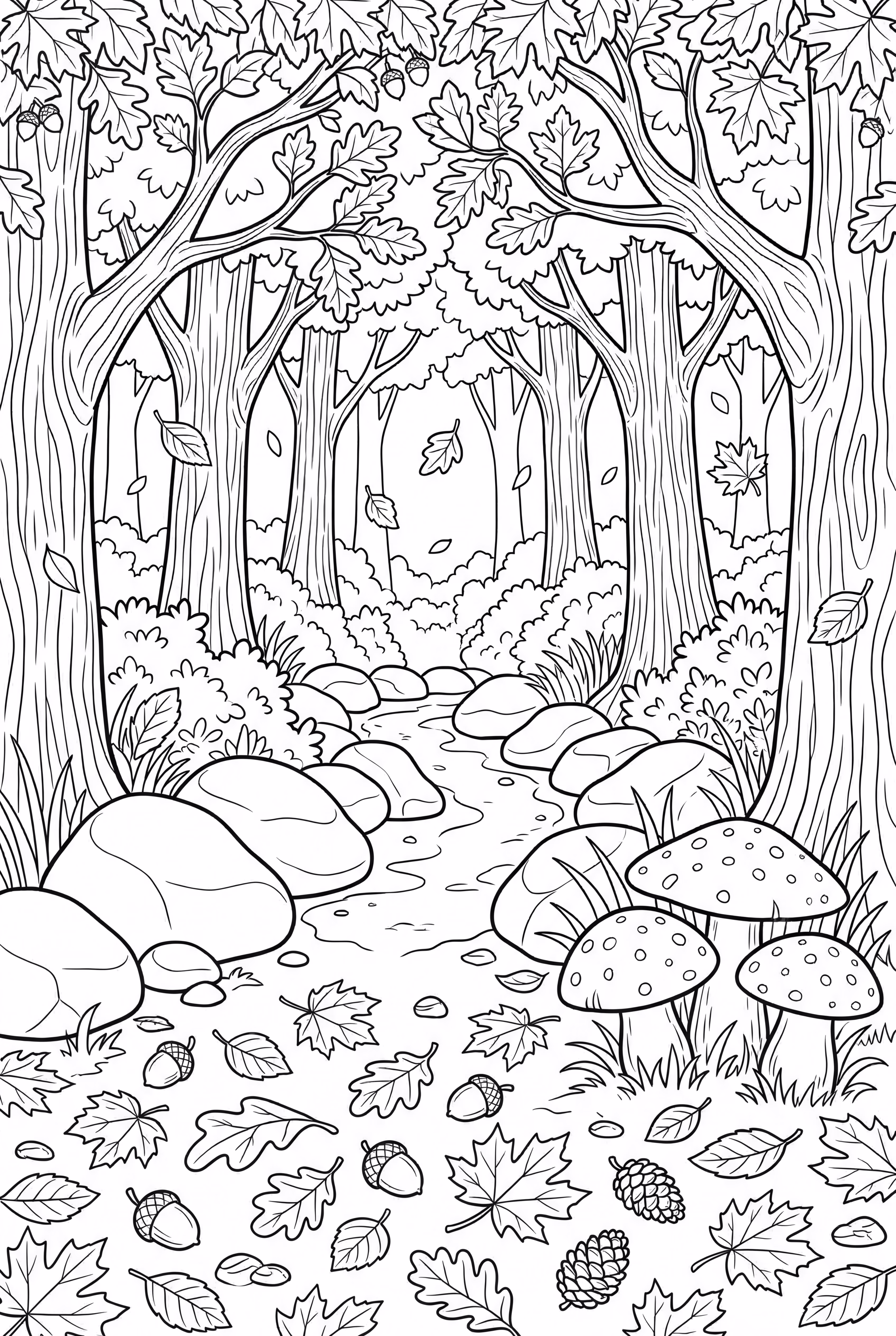 Detailed Autumn Fall Forest Landscape